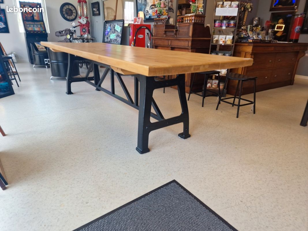 Table industrielle 298 x 99 cm – Pièce unique artisanale Vintagedison