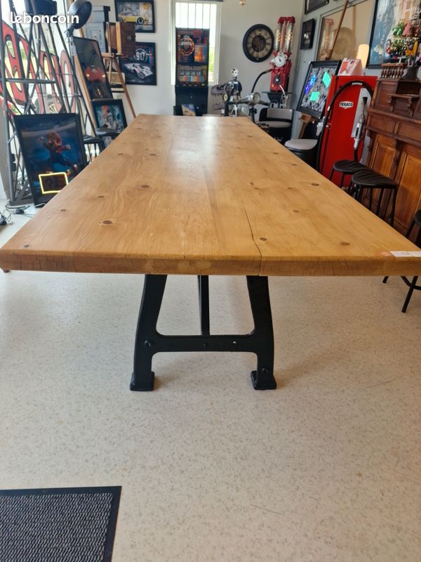 Table industrielle 298 x 99 cm – Pièce unique artisanale Vintagedison