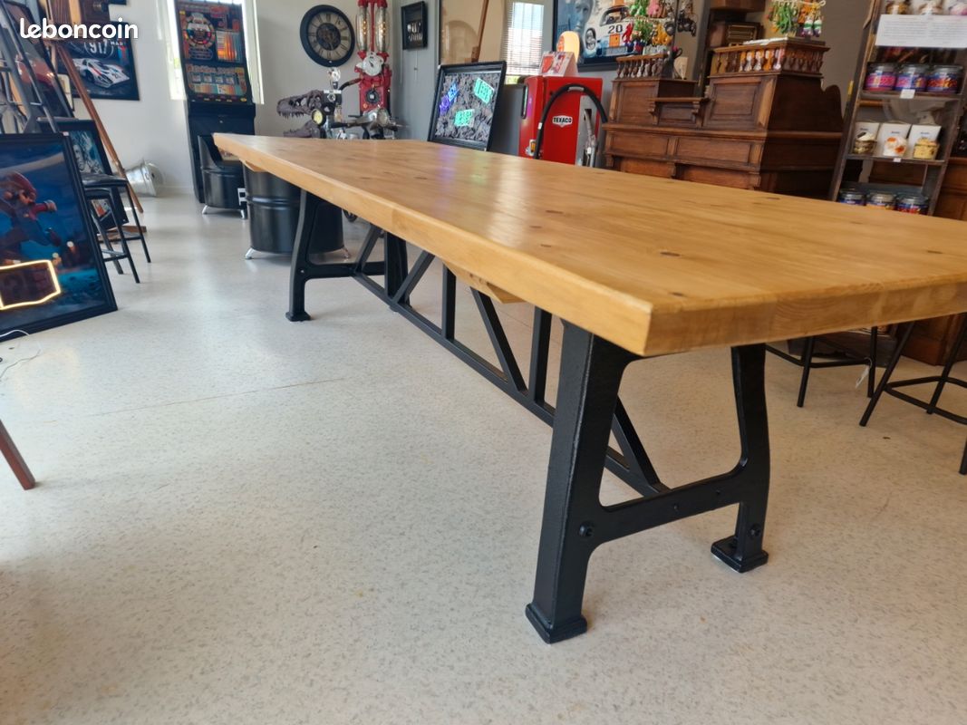 Table industrielle 298 x 99 cm – Pièce unique artisanale Vintagedison