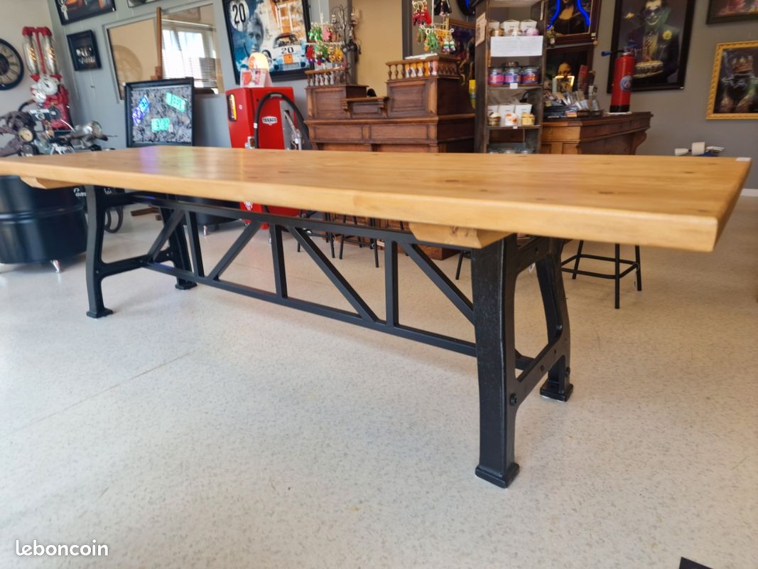 Table industrielle 298 x 99 cm – Pièce unique artisanale Vintagedison