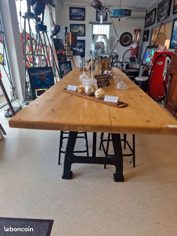 Table industrielle 298 x 99 cm – Pièce unique artisanale Vintagedison