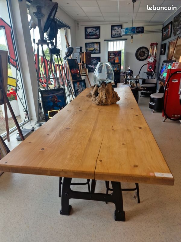 Table industrielle 298 x 99 cm – Pièce unique artisanale Vintagedison