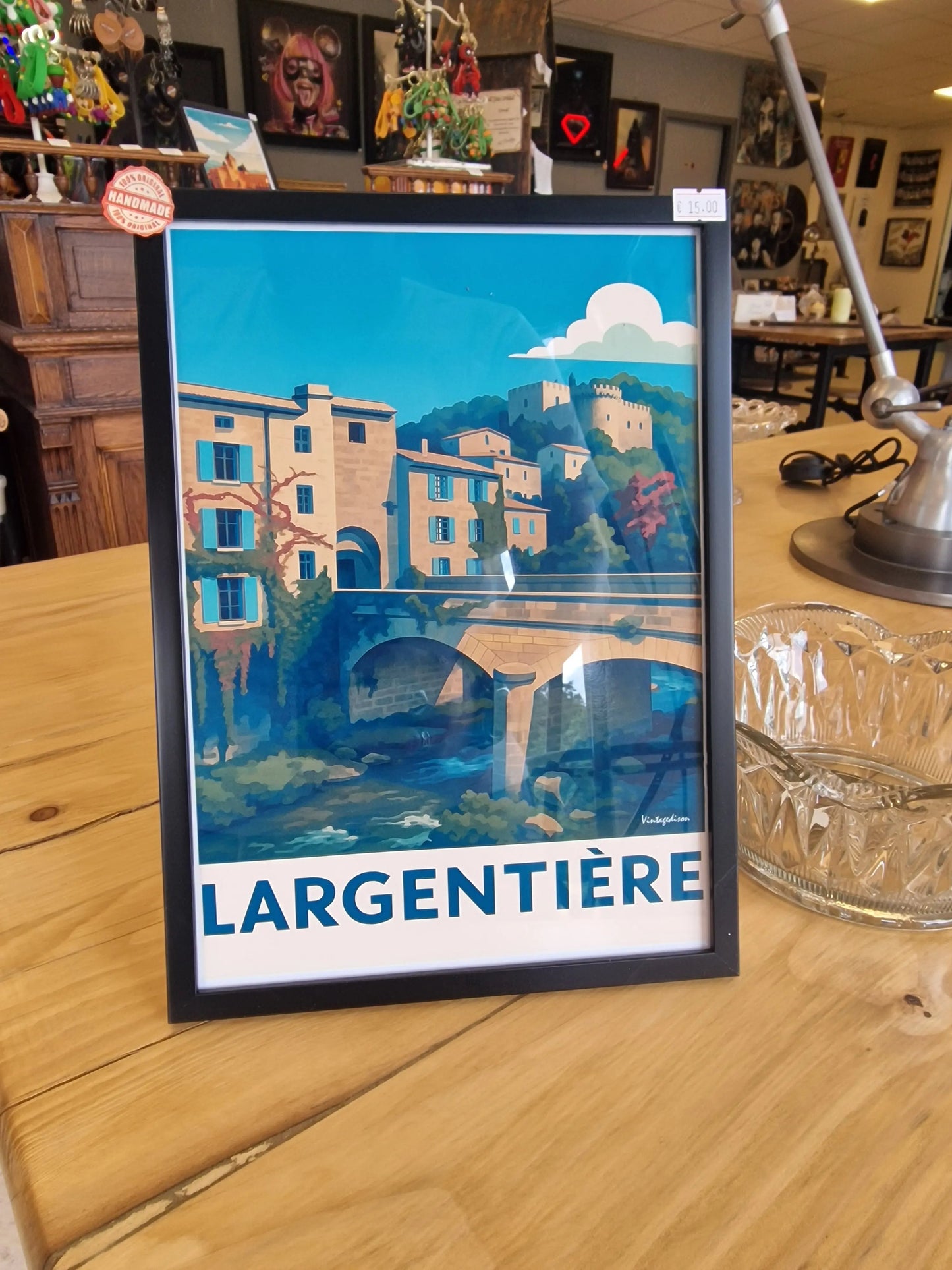 Affiche rétro Ardèche largentière encadré Vintagedison