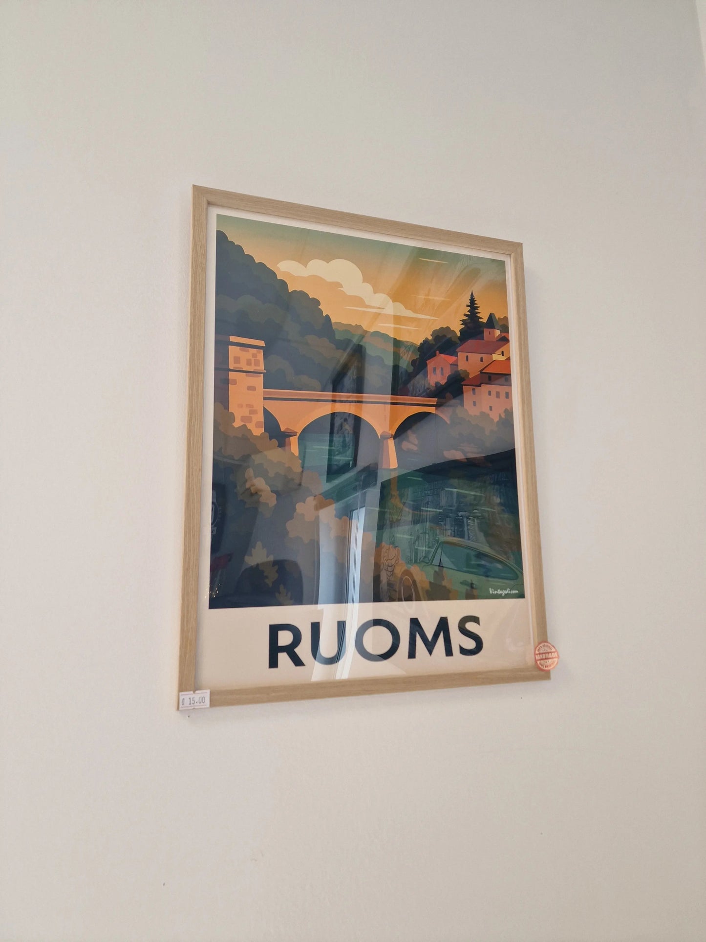 Affiche rétro Ardèche ruoms encadré Vintagedison