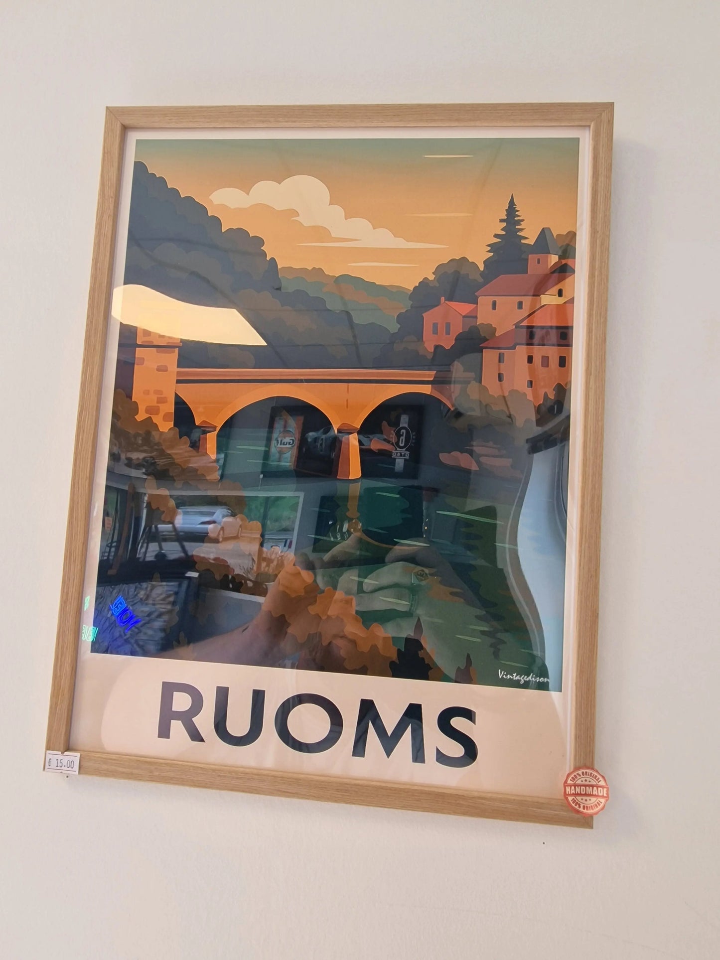 Affiche rétro Ardèche ruoms encadré Vintagedison