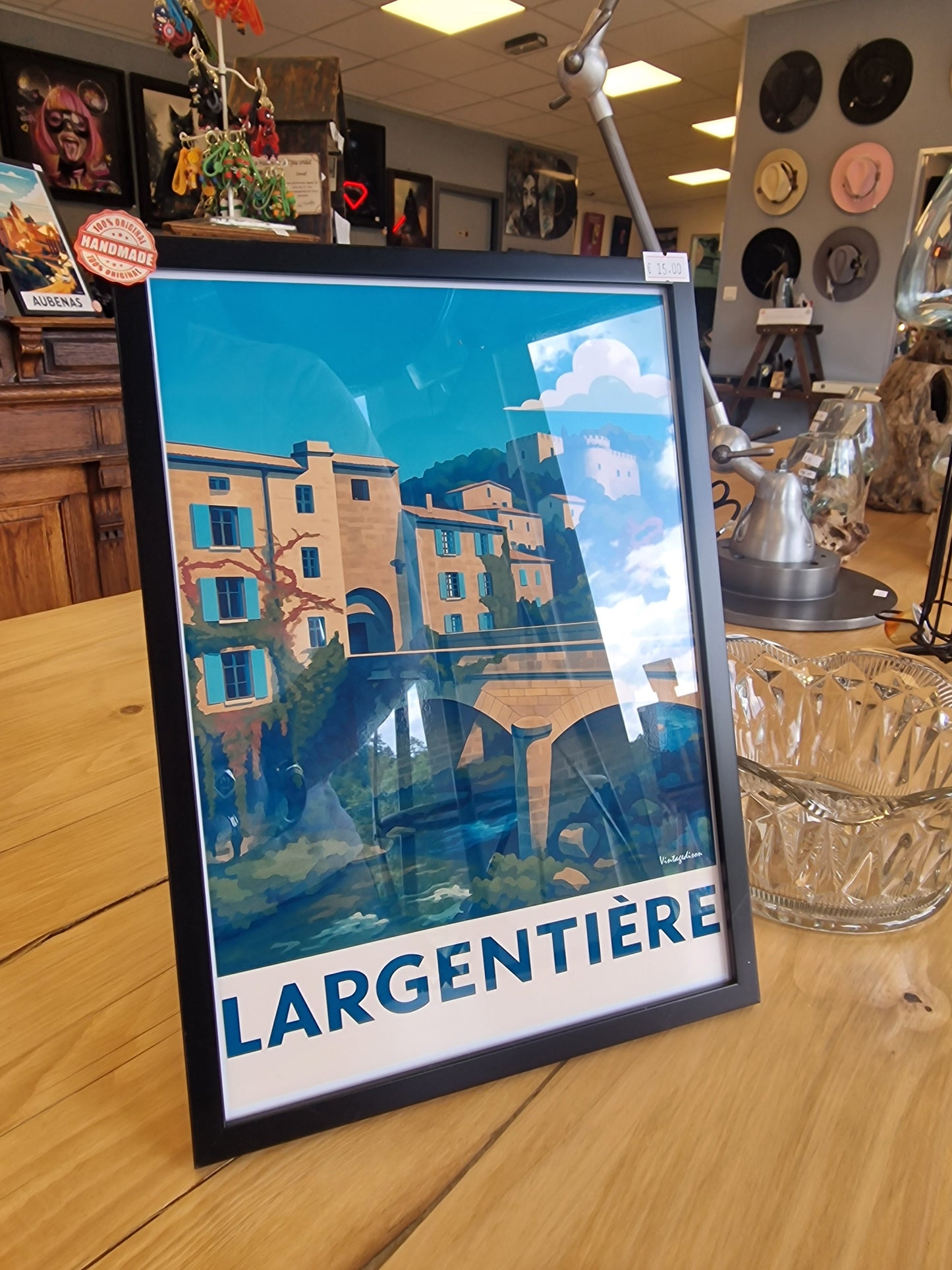 Affiche rétro Ardèche largentière encadré Vintagedison