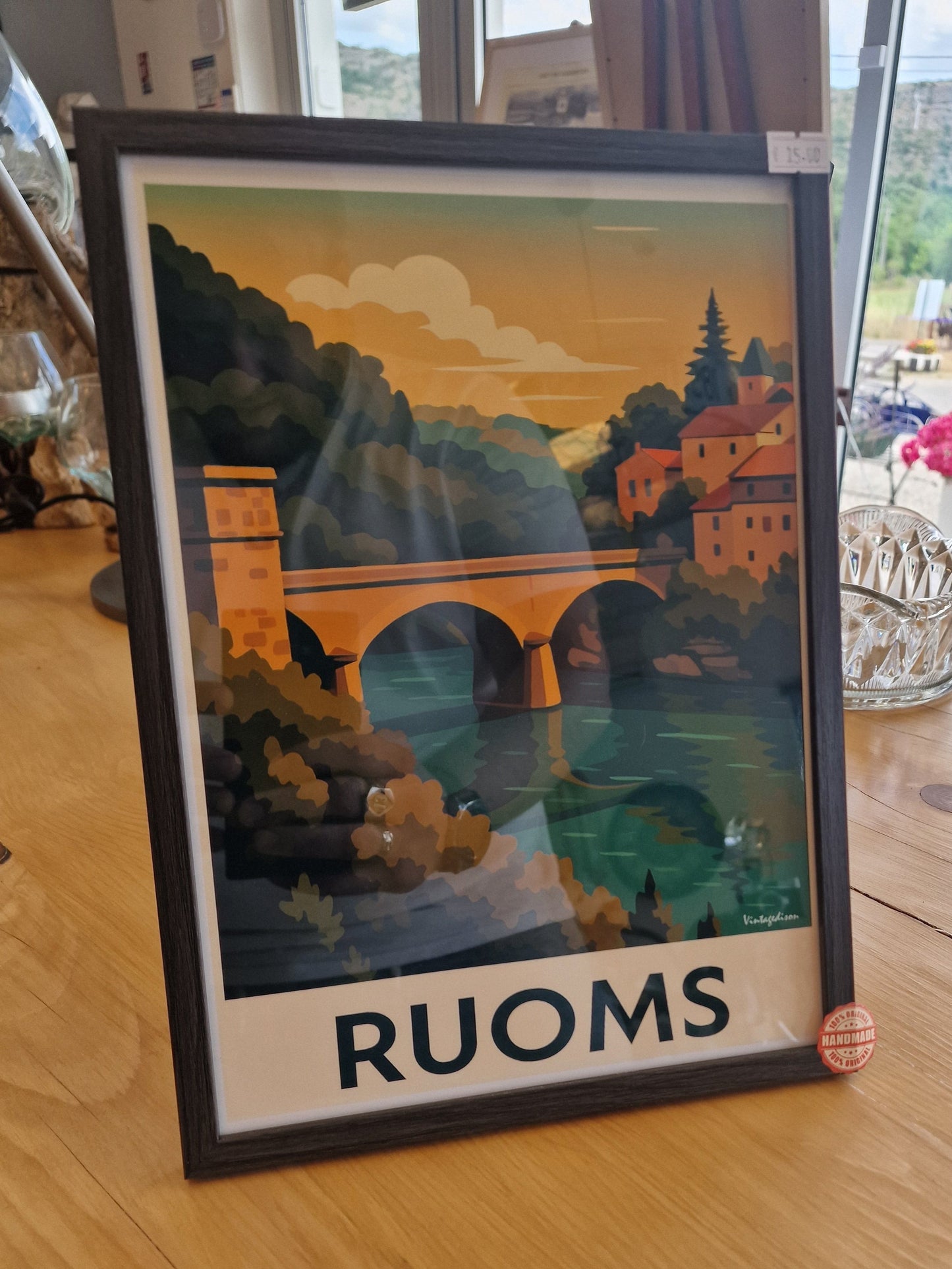 Affiche rétro Ardèche ruoms encadré Vintagedison