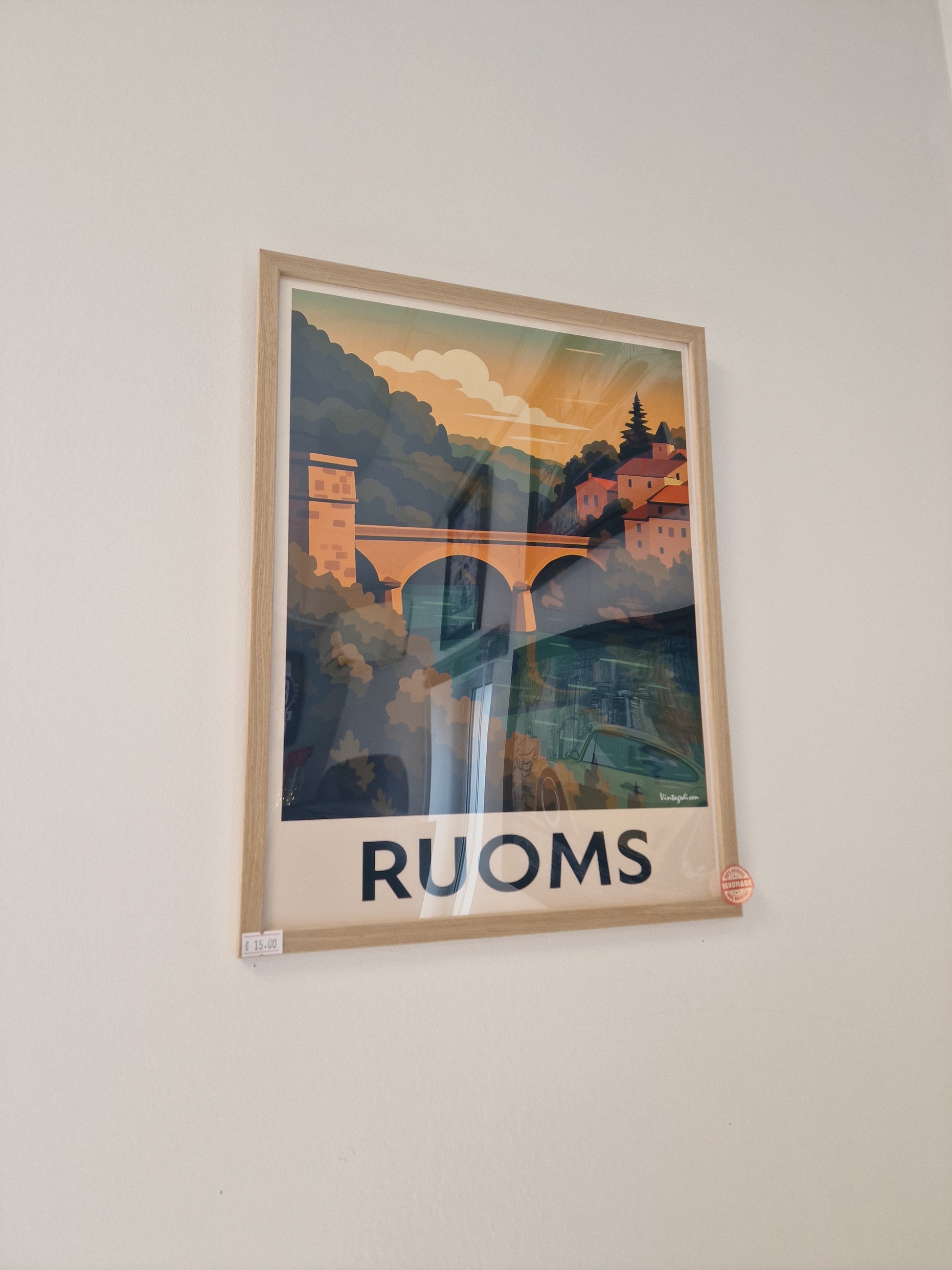 Affiche rétro Ardèche ruoms encadré Vintagedison
