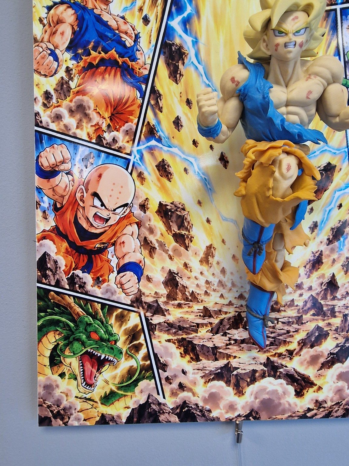 Tableau Dragon Ball Goku Super Saiyan avec figurine en relief, 30 × 40 cm, vue 10 – VINTAGEDISON