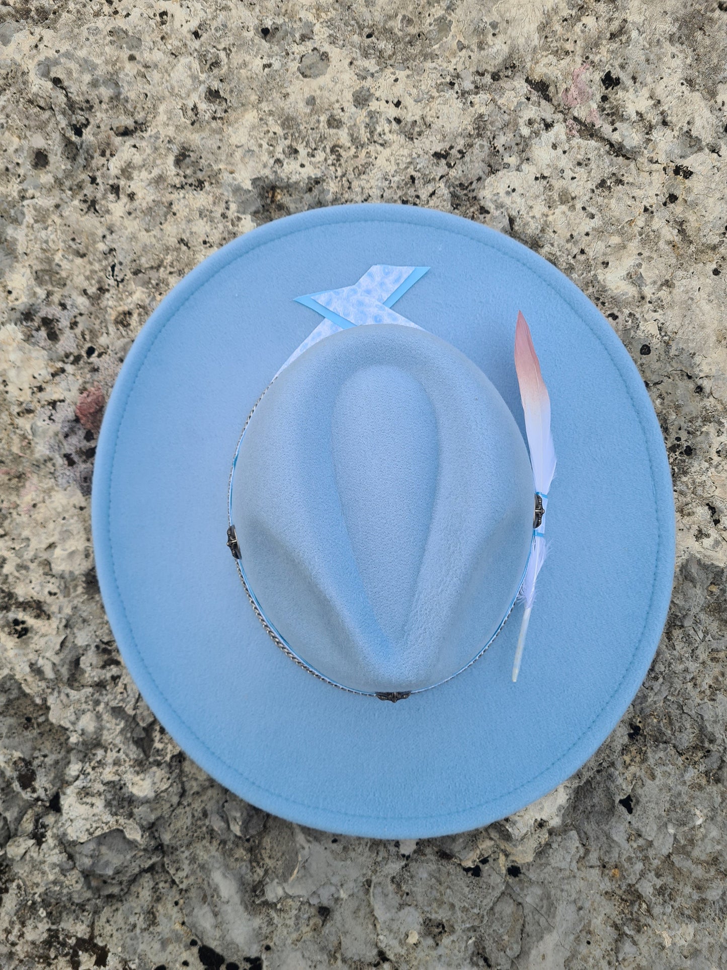 chapeau fedora bleu ciel custom