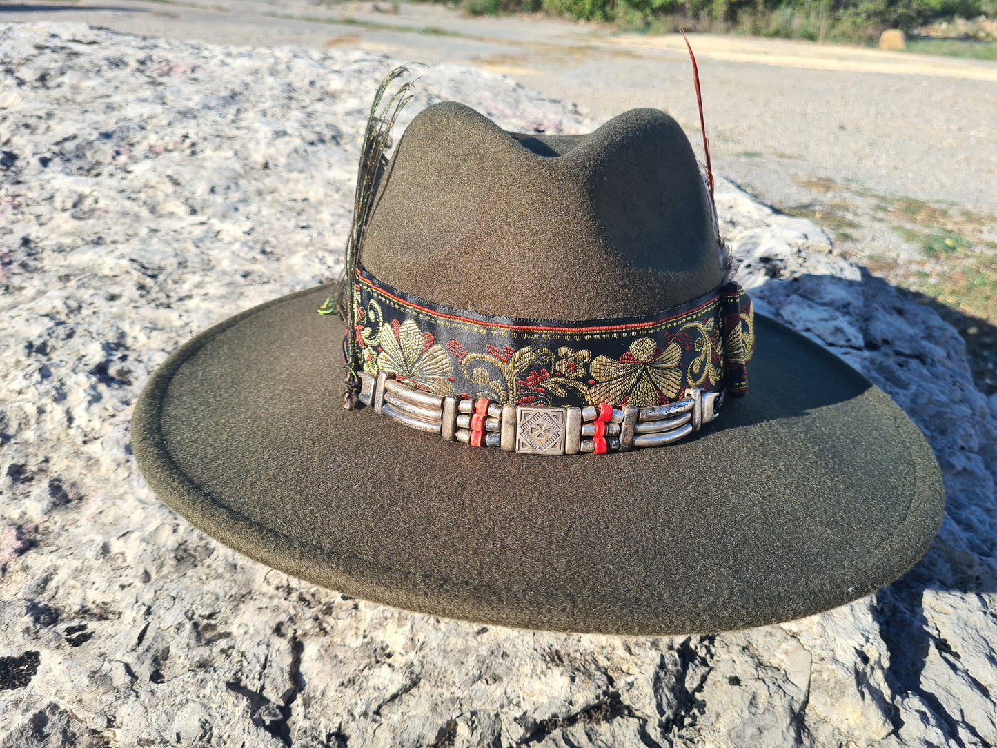 chapeau fedora vert foncé