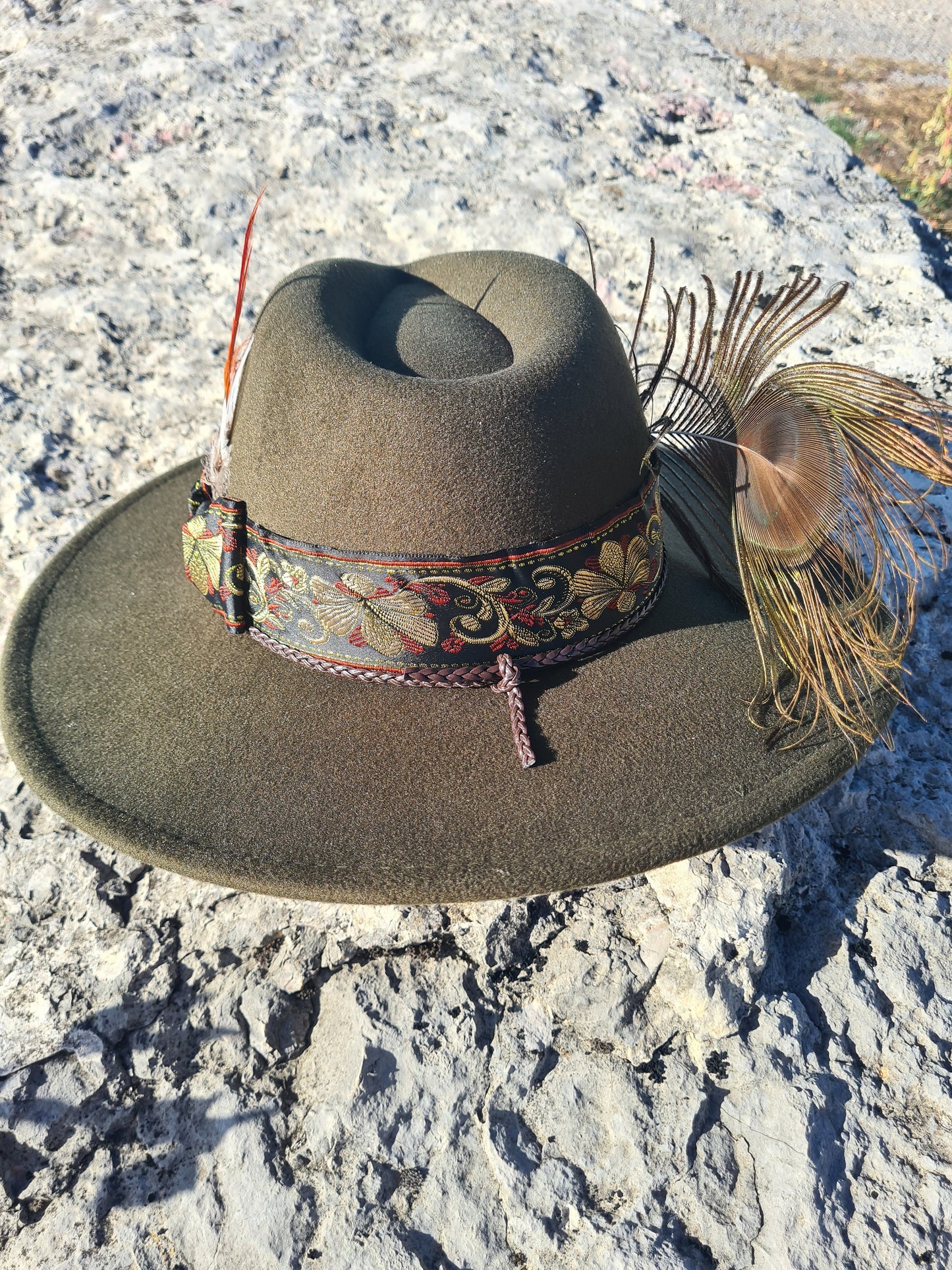 chapeau fedora vert foncé