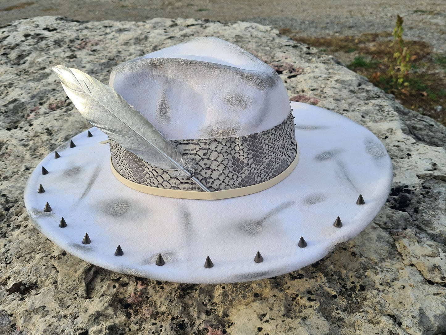chapeau fedora blanc custom