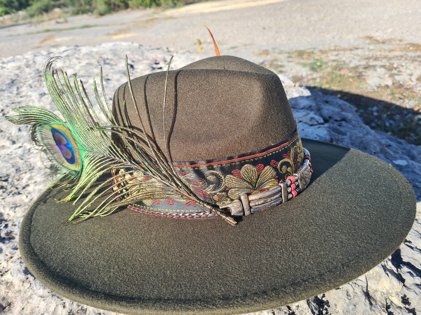 chapeau fedora vert foncé