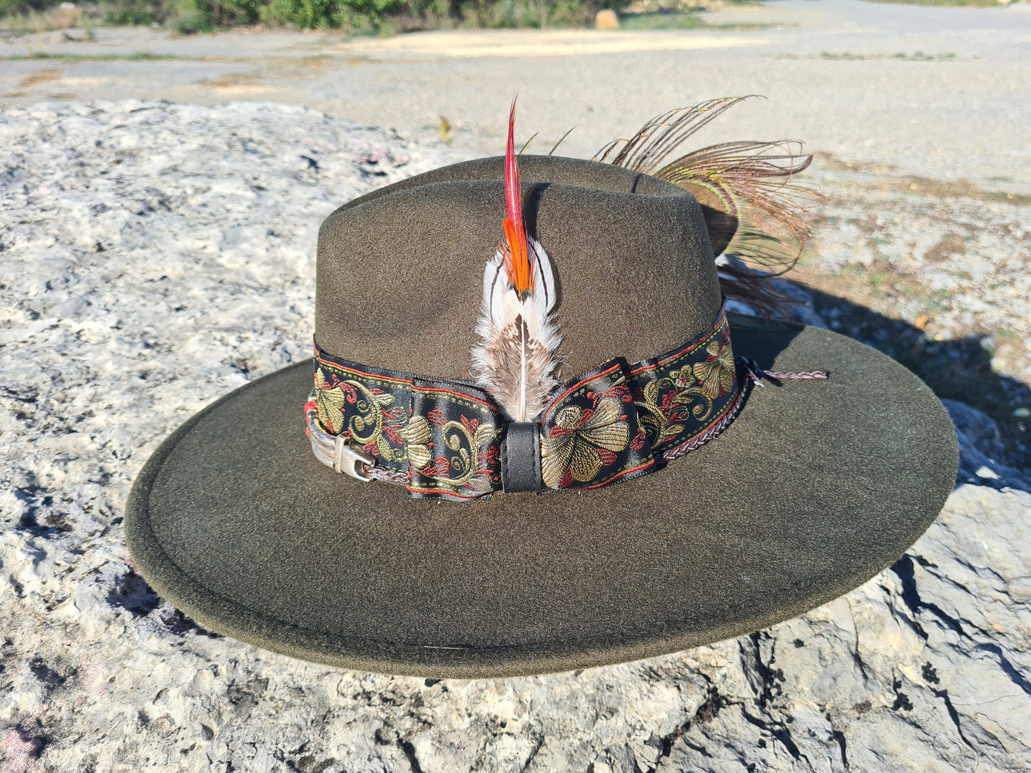 chapeau fedora vert foncé