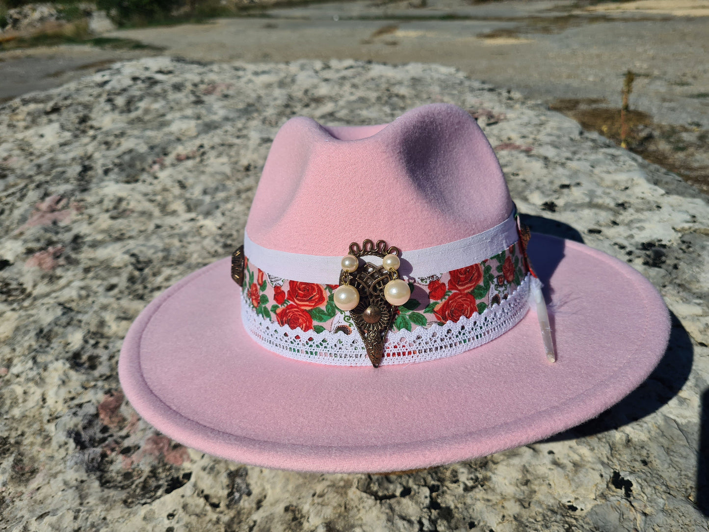chapeau fedora rose femme