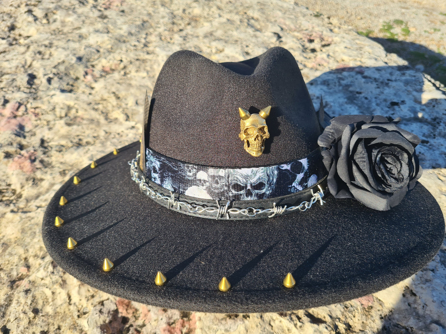 Rock Unisex schwarzer Fedora-Hut