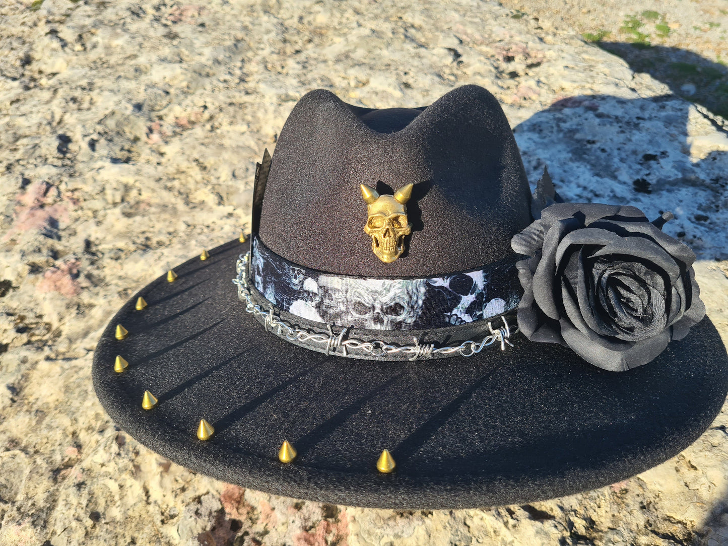 Rock Unisex schwarzer Fedora-Hut