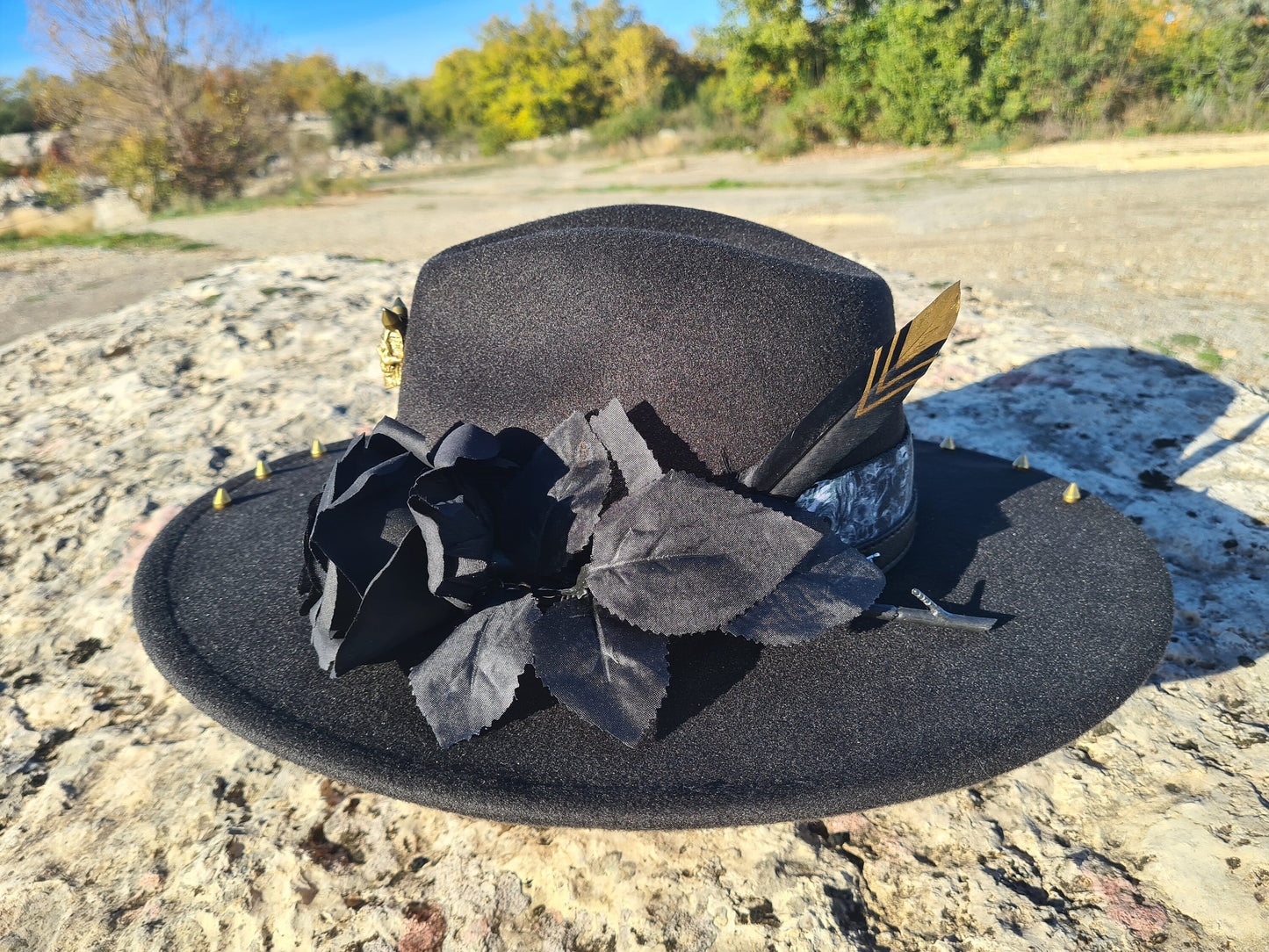 Rock Unisex schwarzer Fedora-Hut
