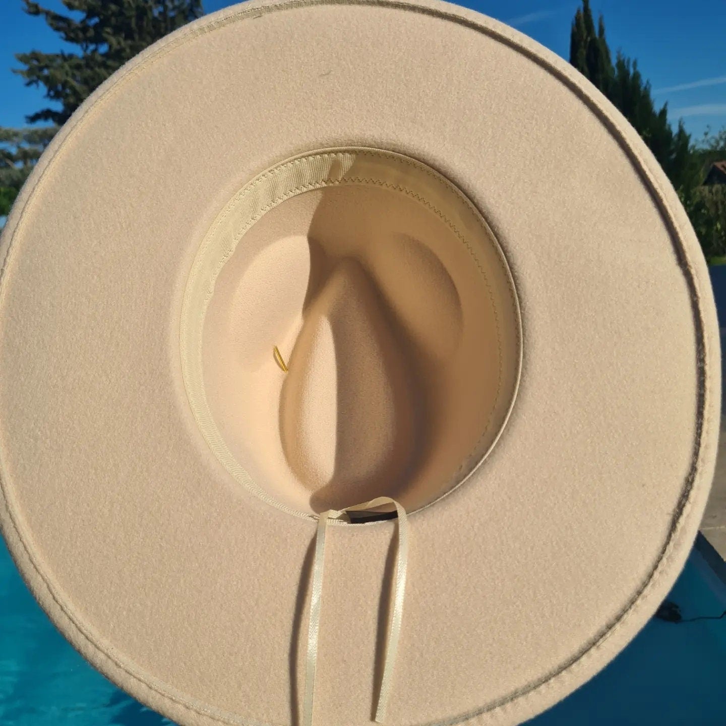 Beigefarbene Fedora-Hut-Fliege