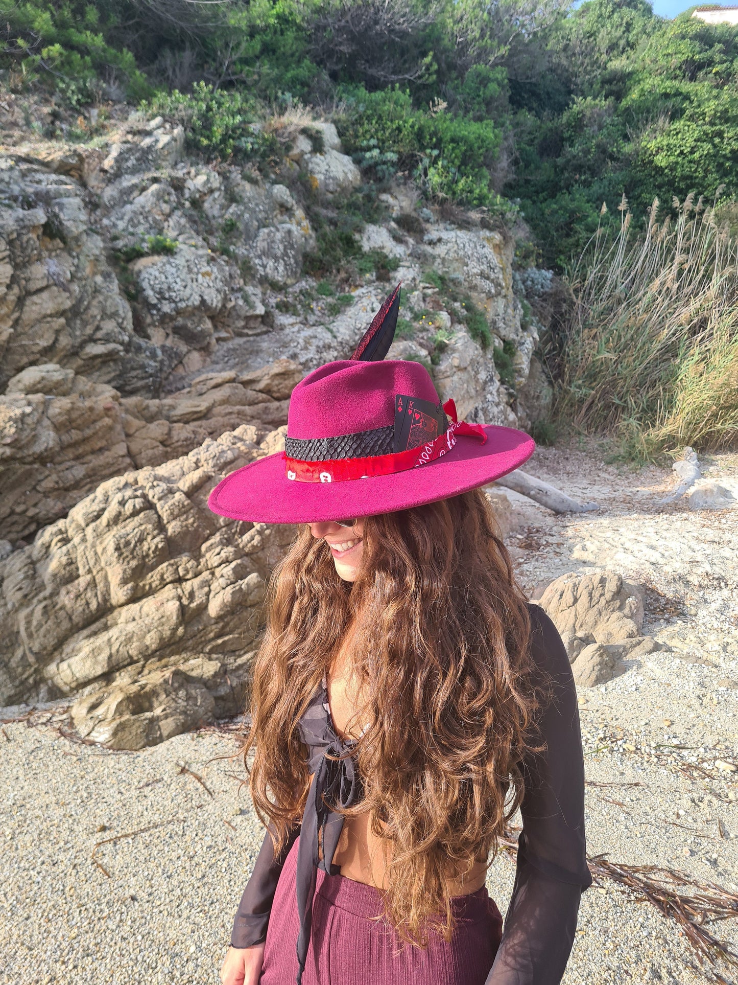 unisex red fedora hat