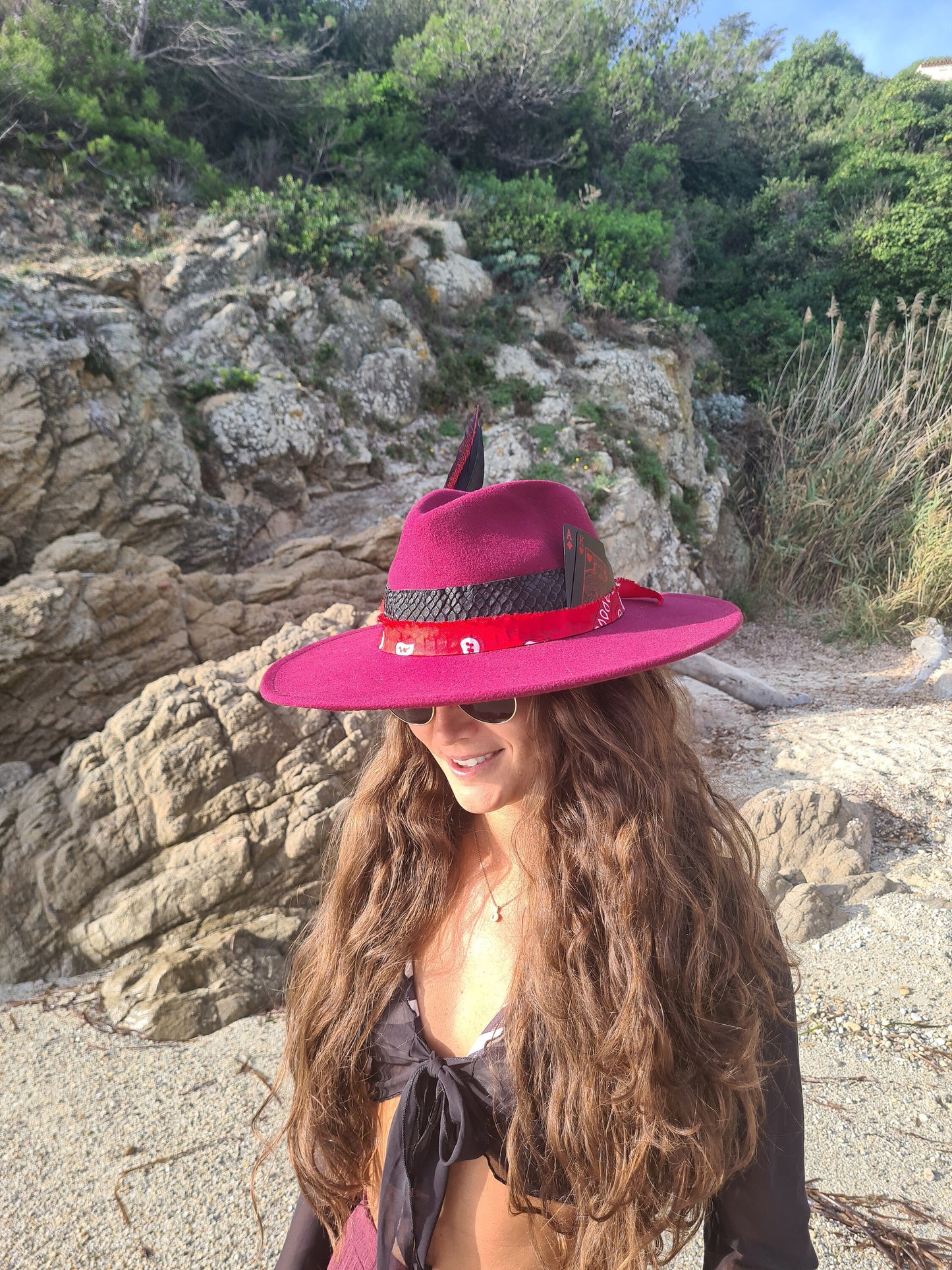 unisex red fedora hat