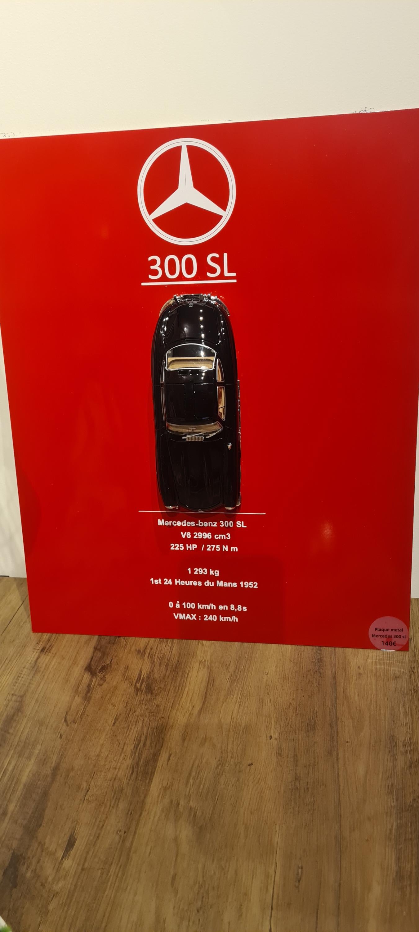 plaque metal murale Mercedes 300 sl