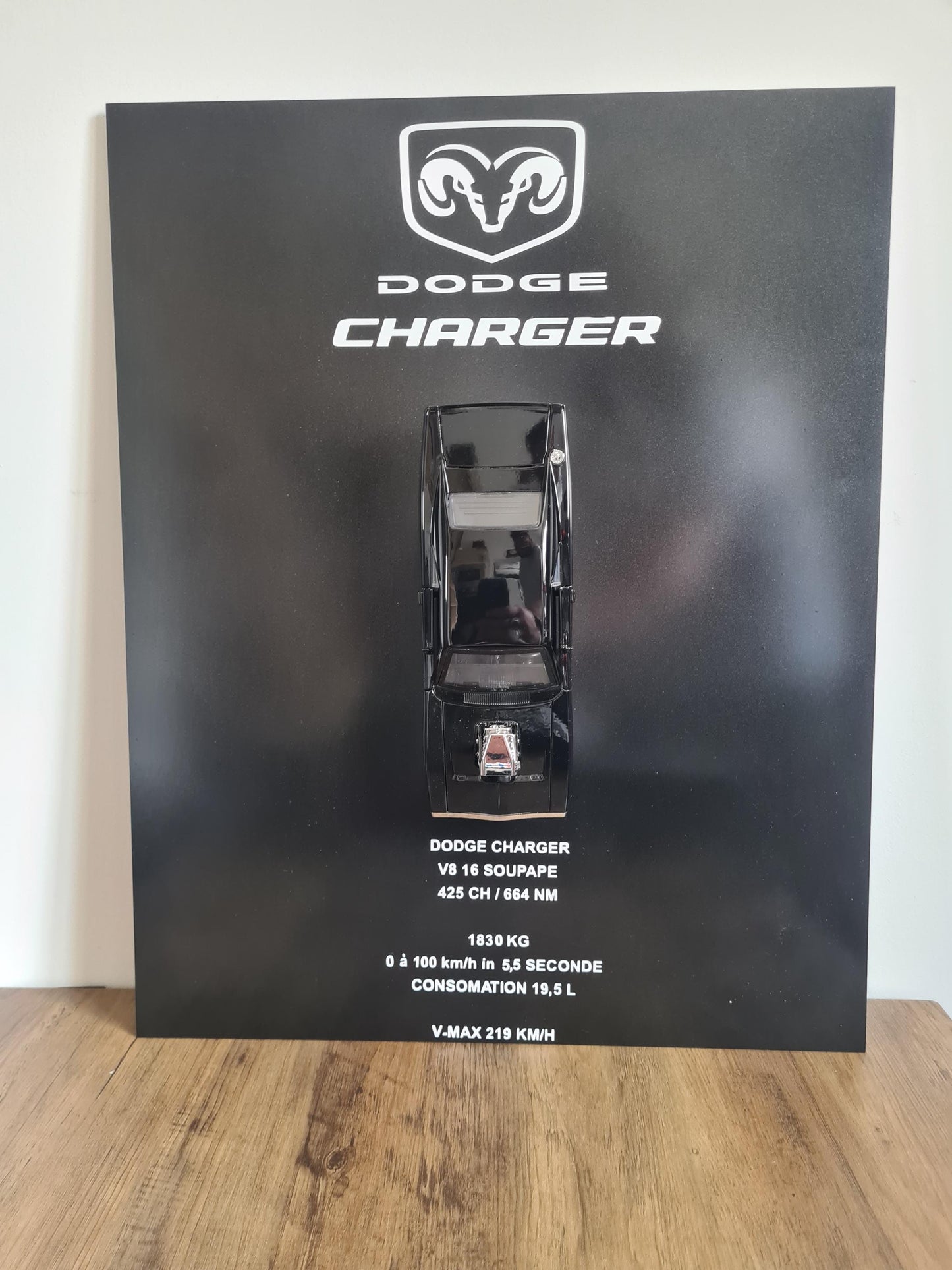 plaque metal murale dodge charger