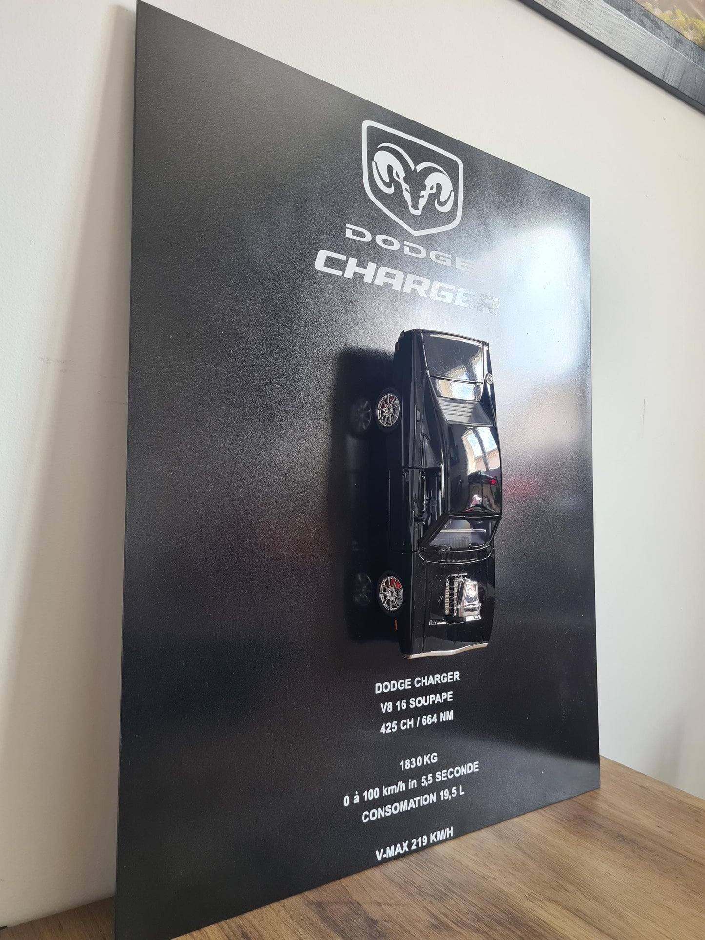 plaque metal murale dodge charger