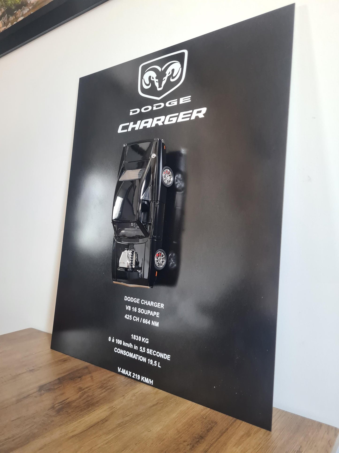 plaque metal murale dodge charger