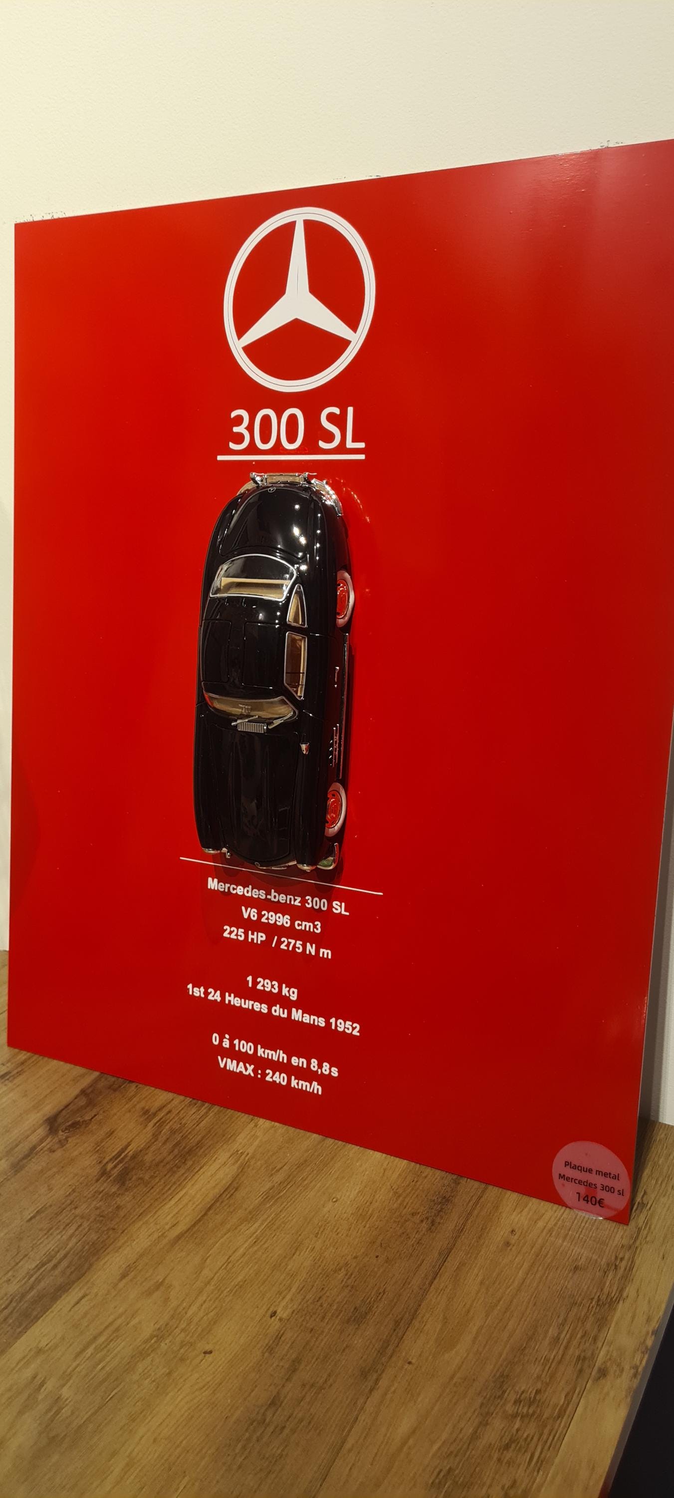 plaque metal murale Mercedes 300 sl