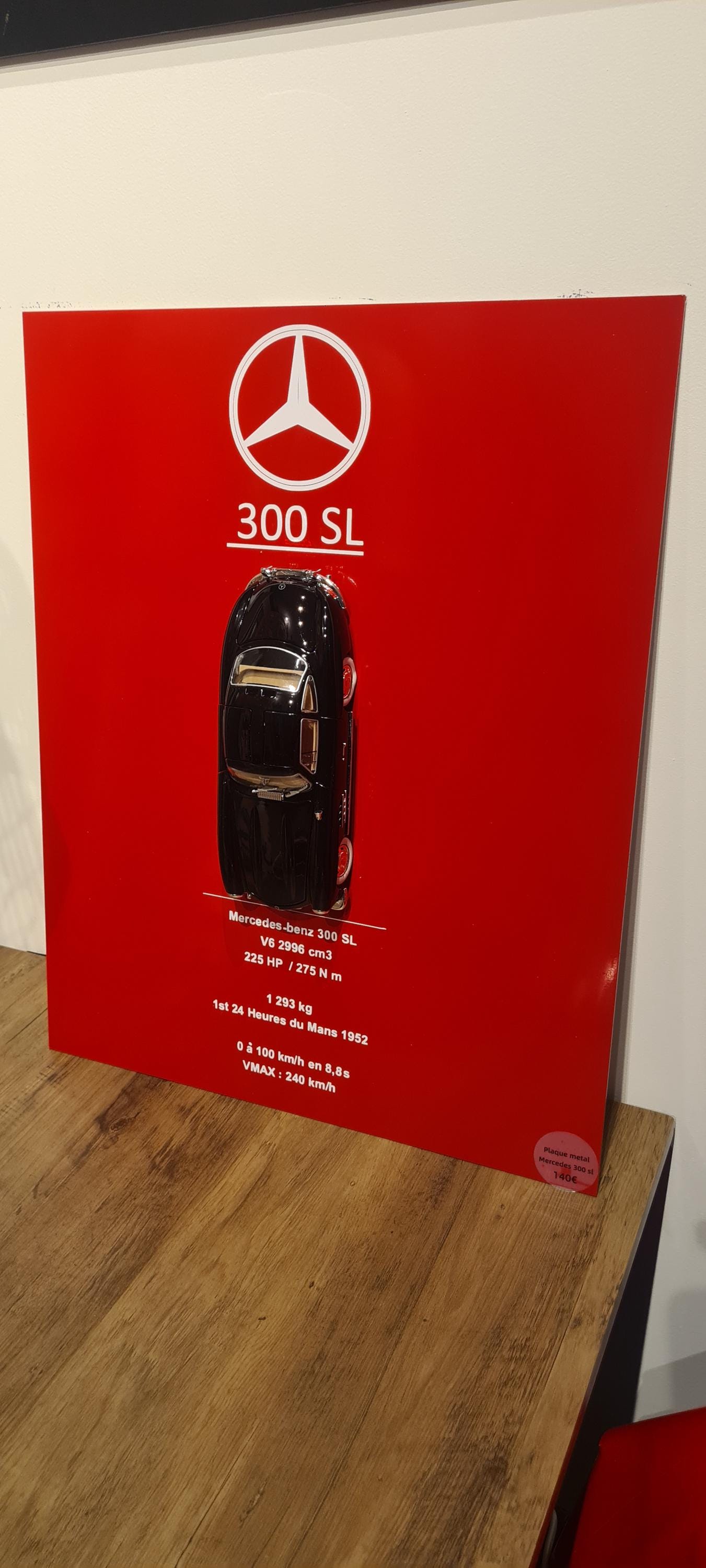 plaque metal murale Mercedes 300 sl