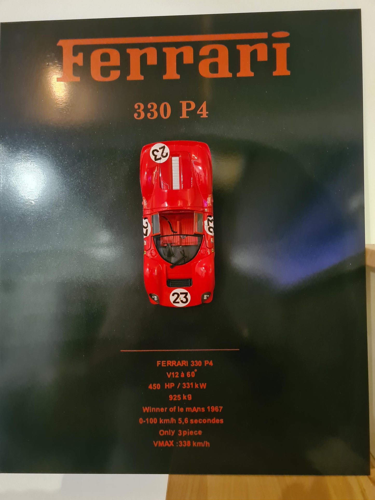 plaque metal murale ferrari 330 p4