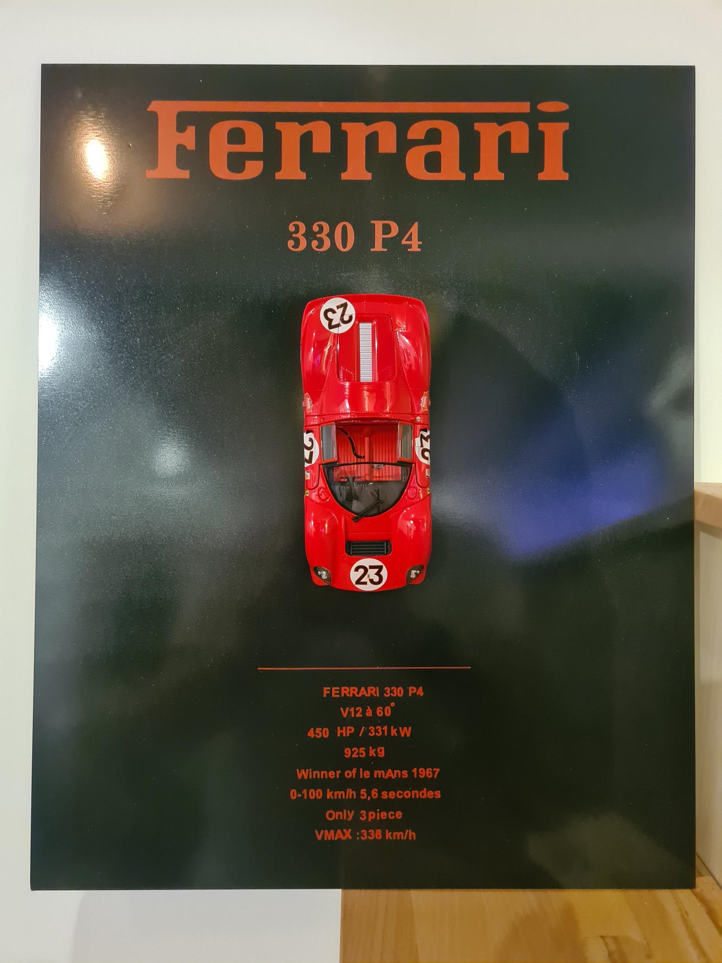 plaque metal murale ferrari 330 p4