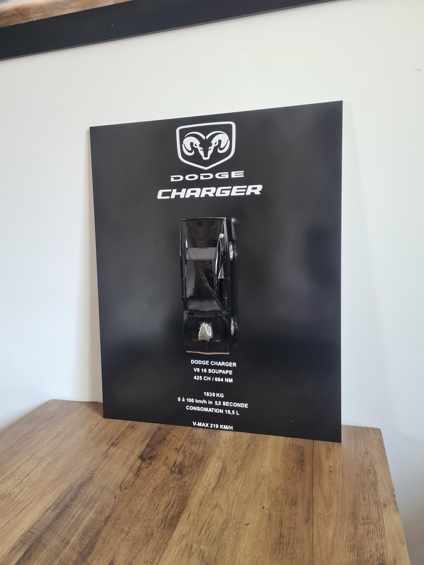 plaque metal murale dodge charger