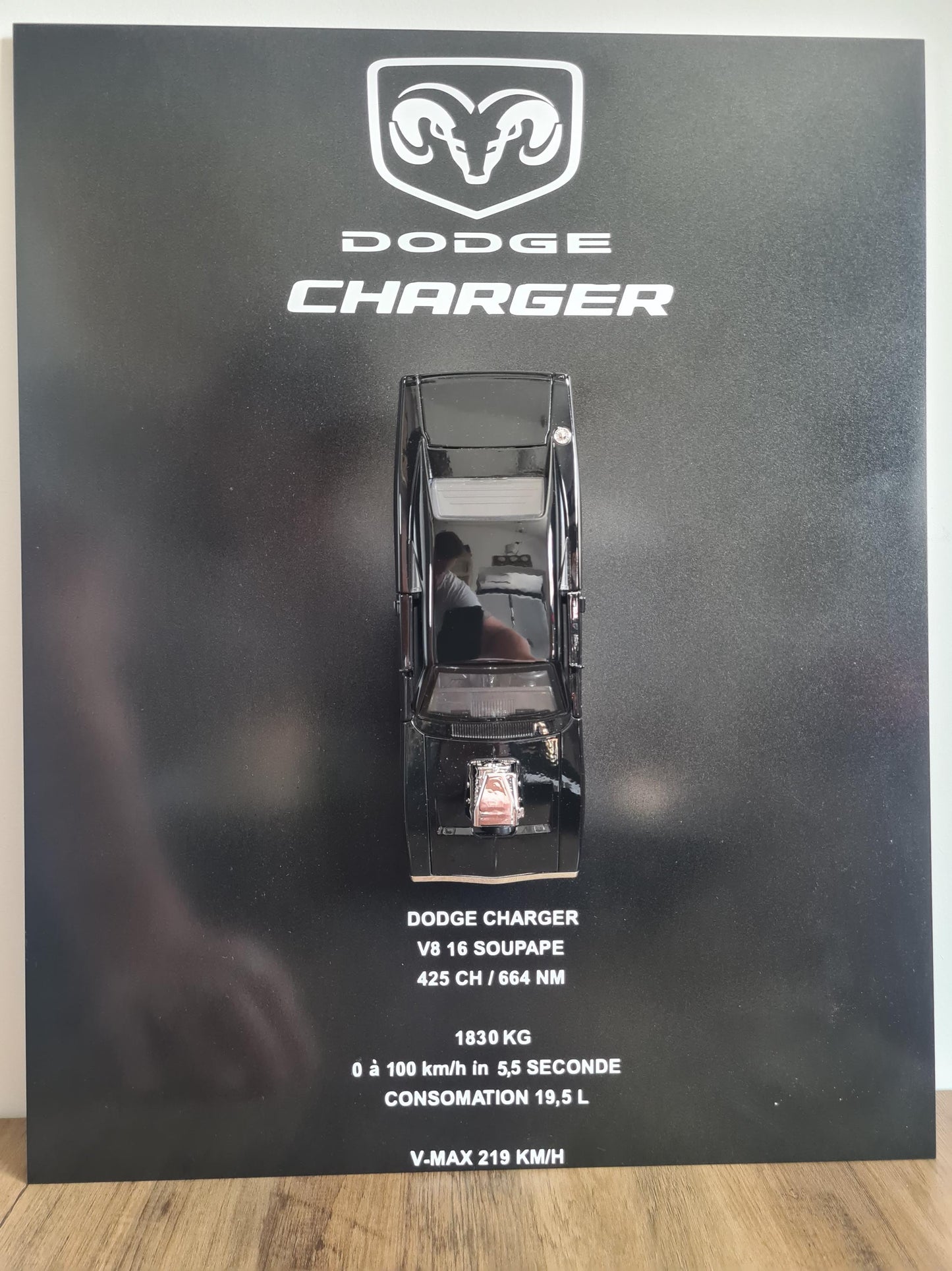 plaque metal murale dodge charger