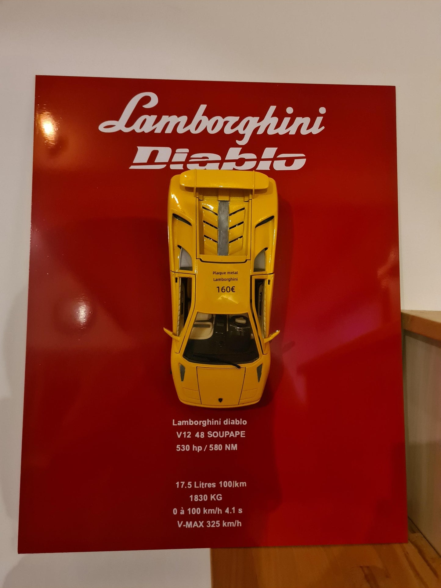 lamborghini diablo metal wall plaque