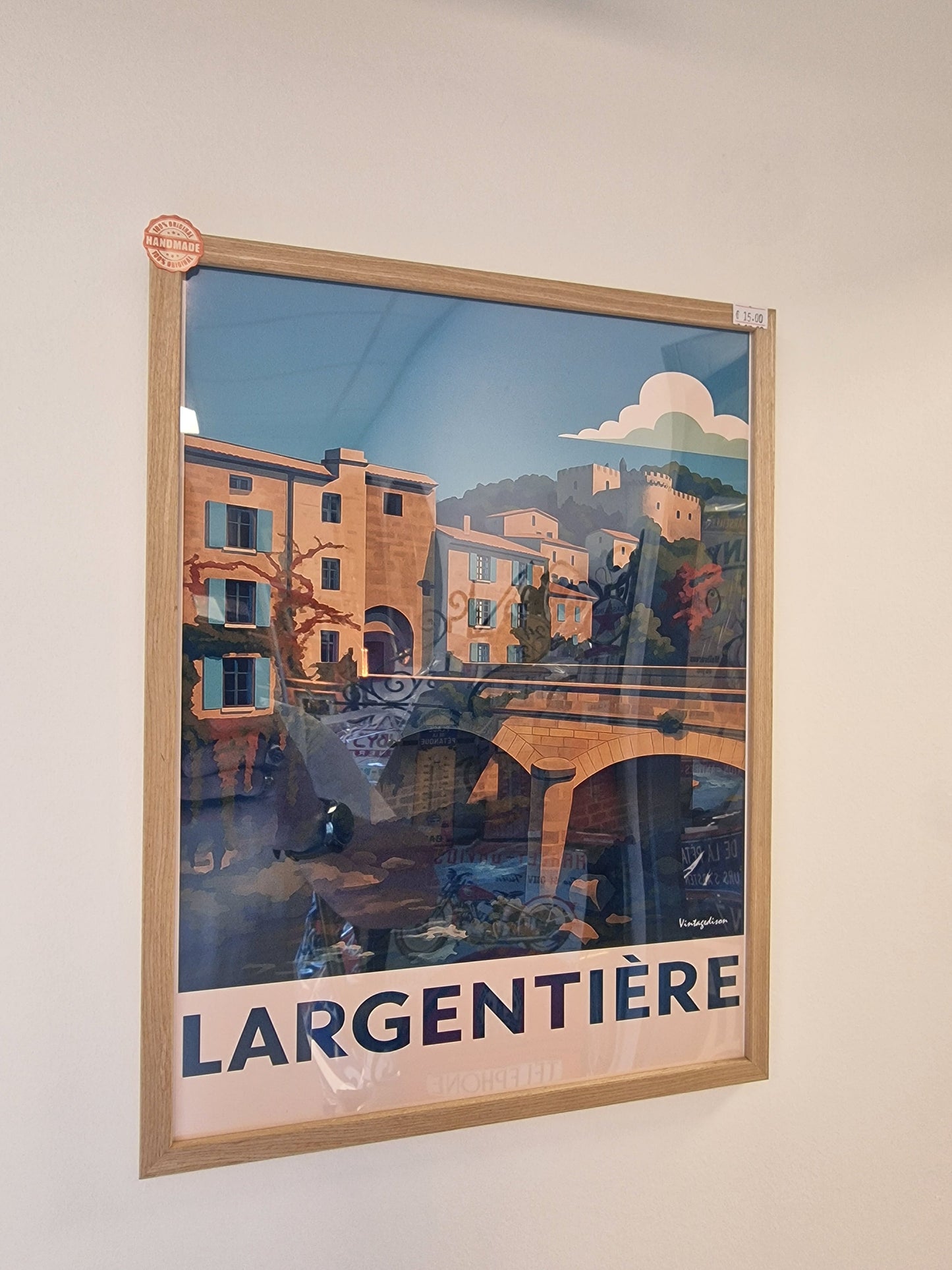 Affiche rétro Ardèche largentière encadré Vintagedison