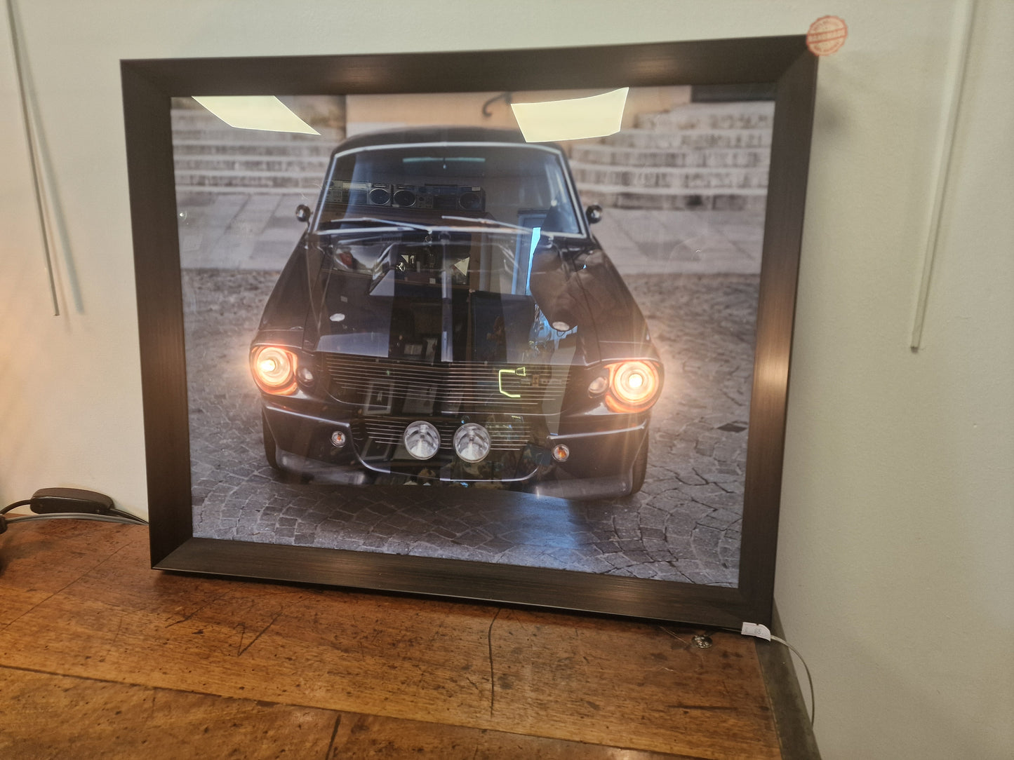 Cadre lumineux Mustang Shelby GT500 40×50 – Création artisanale avec phares éclairés