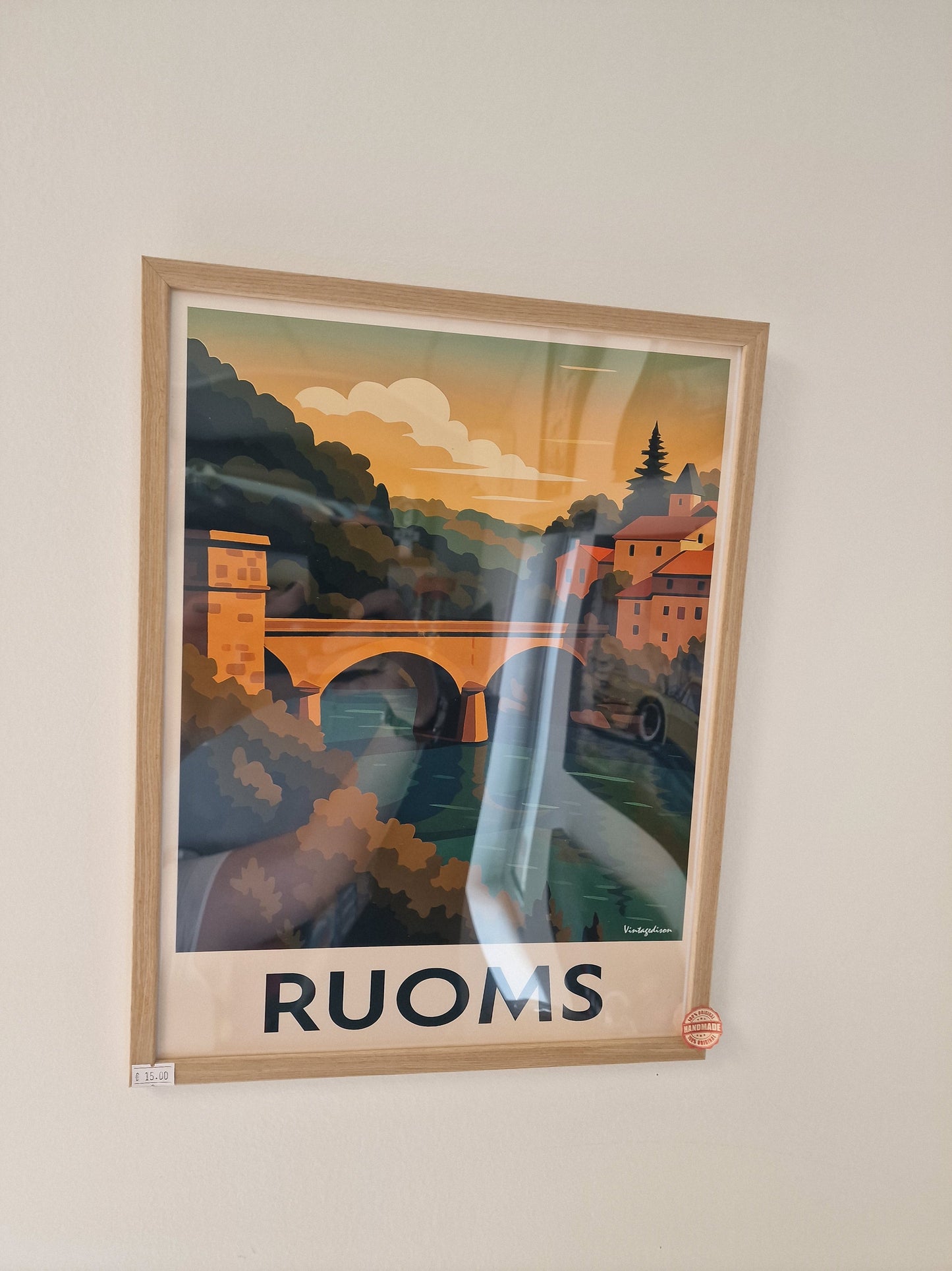 Affiche rétro Ardèche ruoms encadré Vintagedison