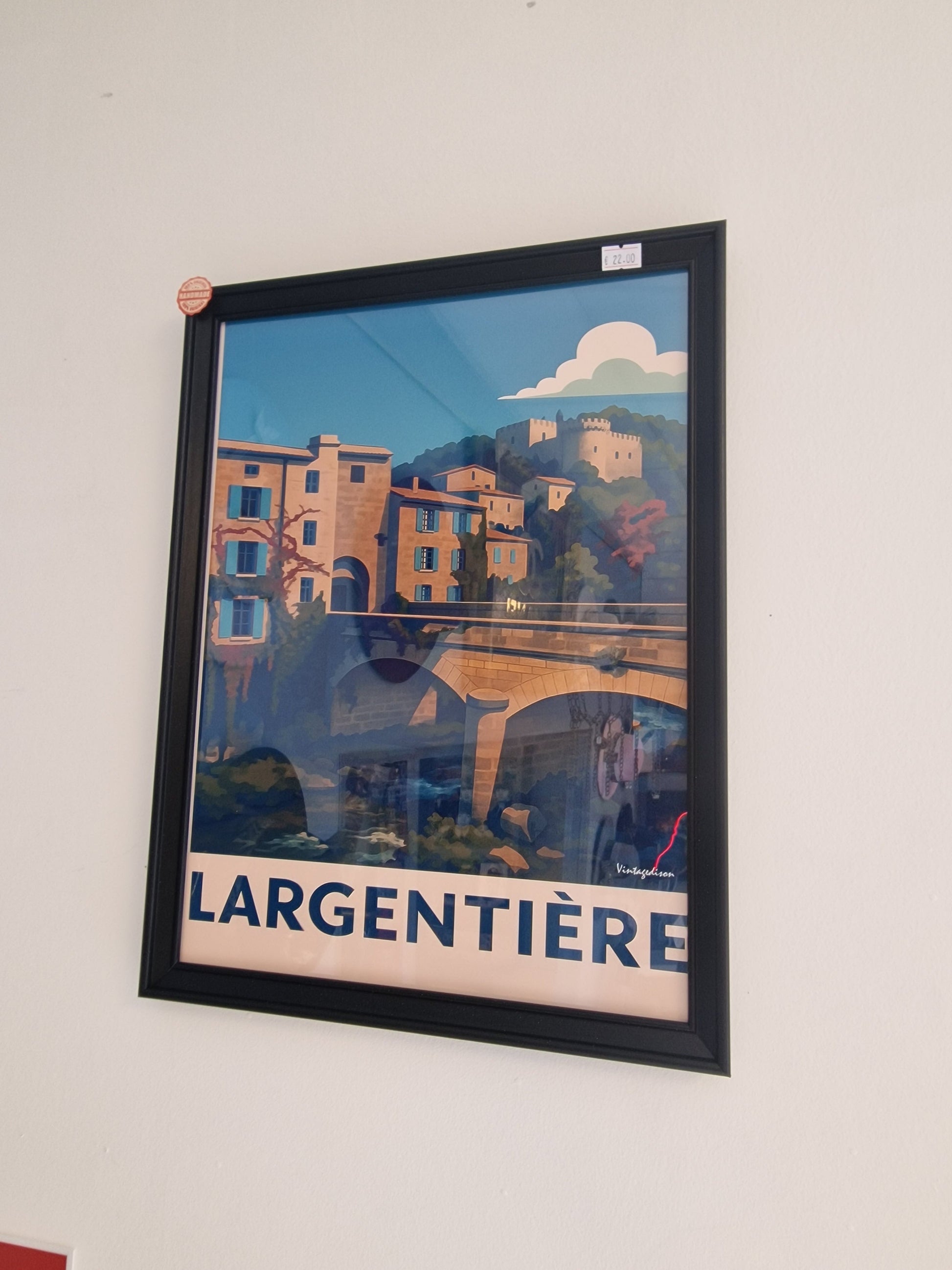 Affiche rétro Ardèche largentière encadré Vintagedison