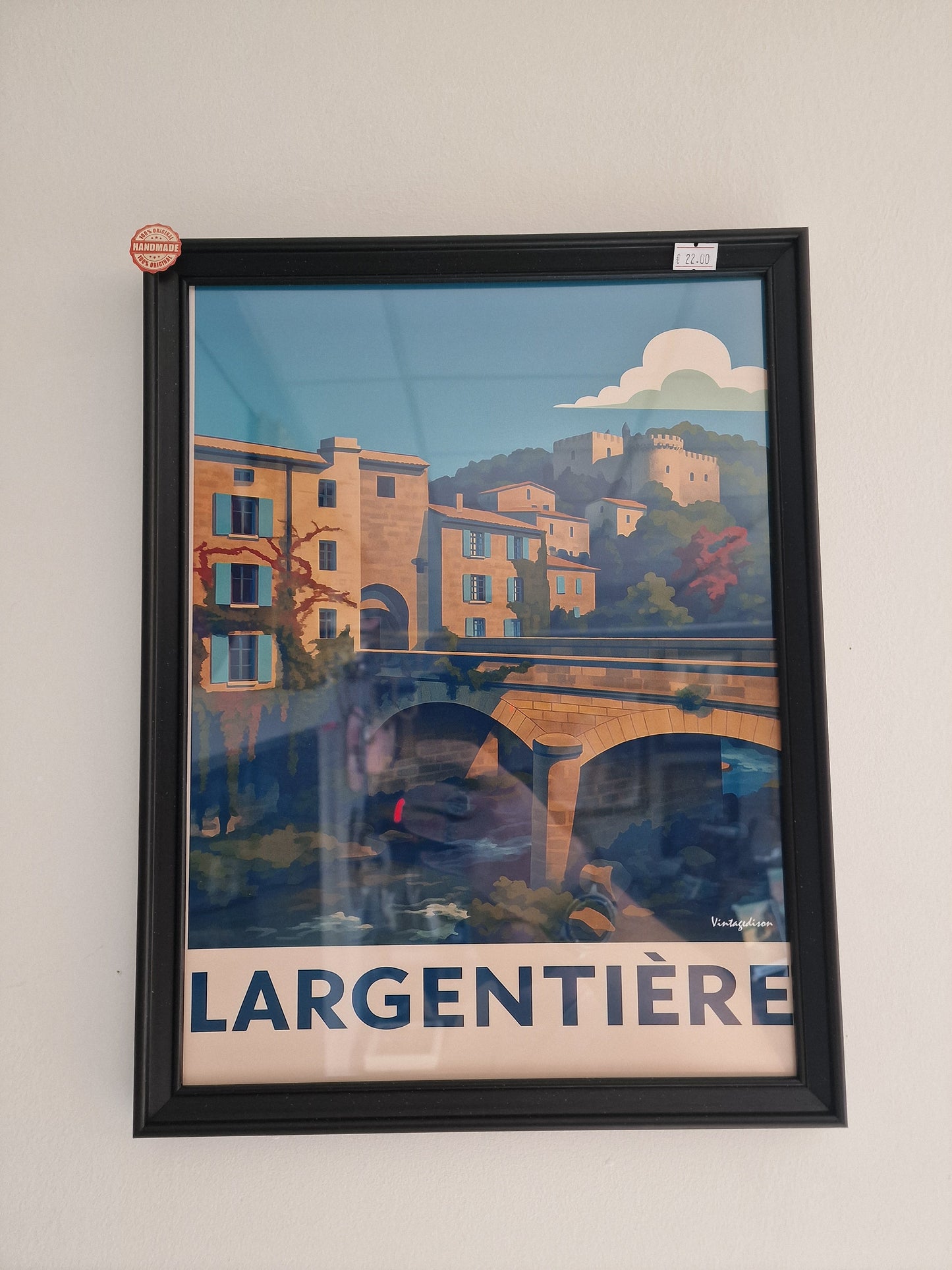 Affiche rétro Ardèche largentière encadré Vintagedison