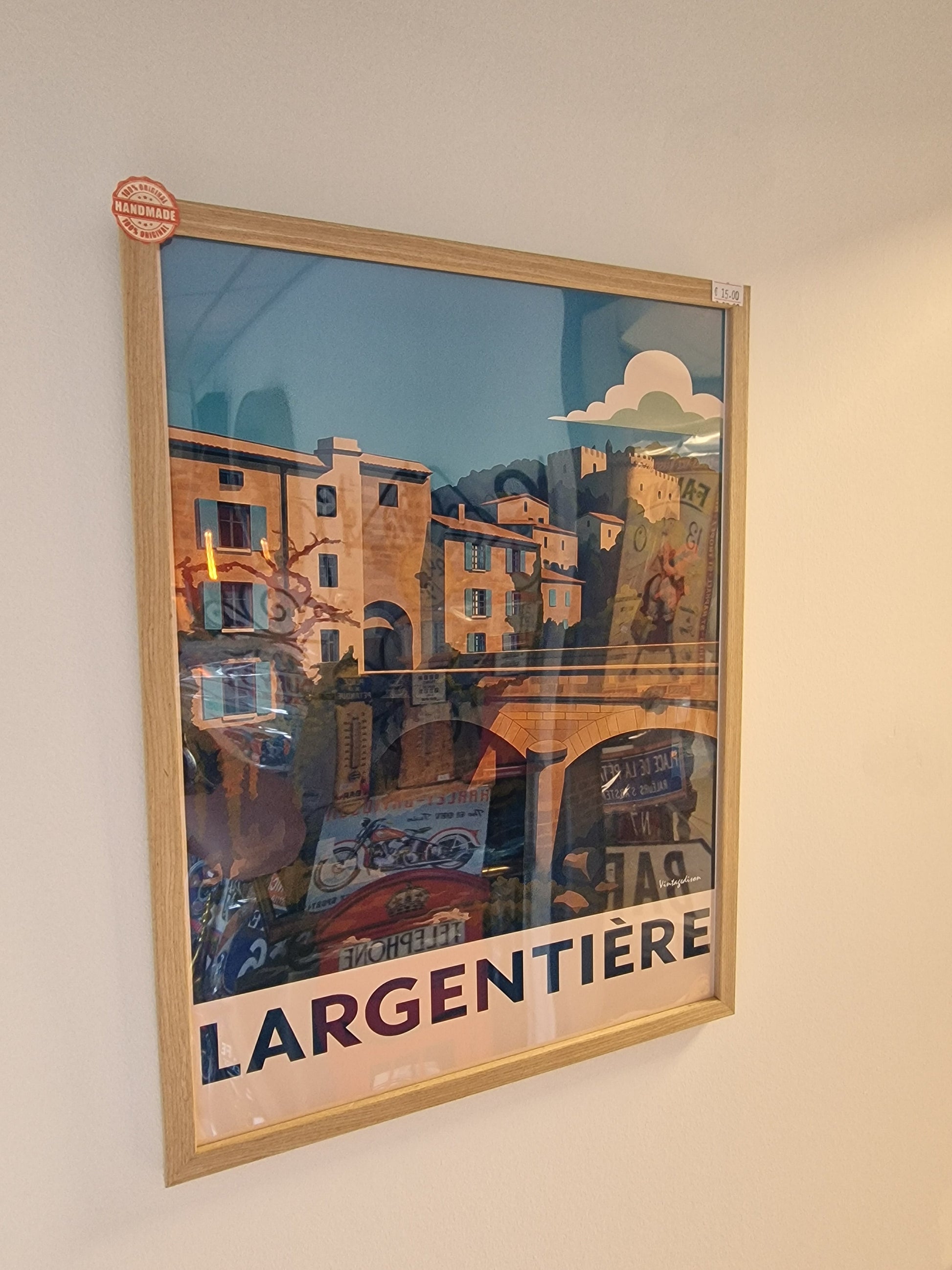 Affiche rétro Ardèche largentière encadré Vintagedison
