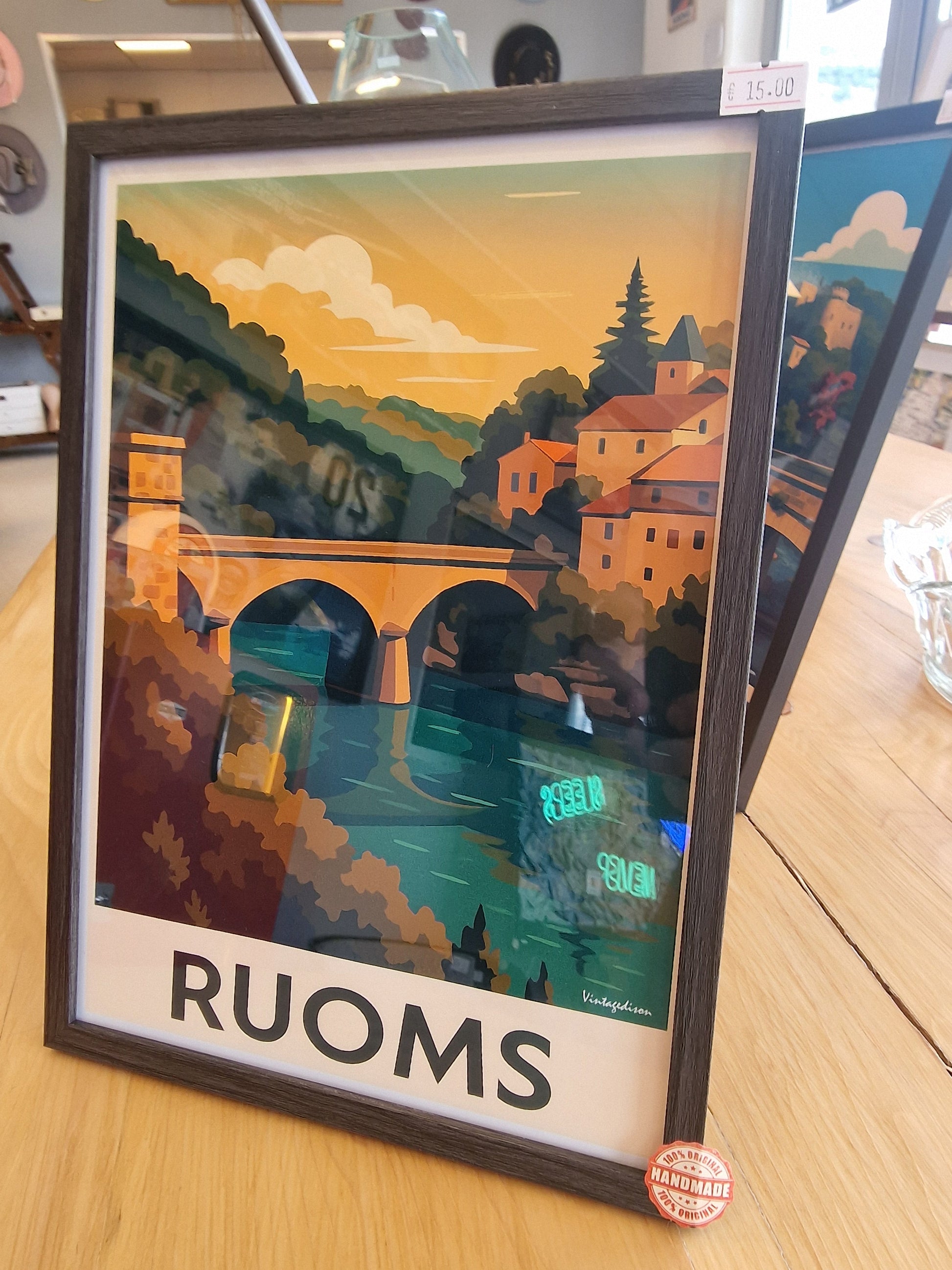 Affiche rétro Ardèche ruoms encadré Vintagedison