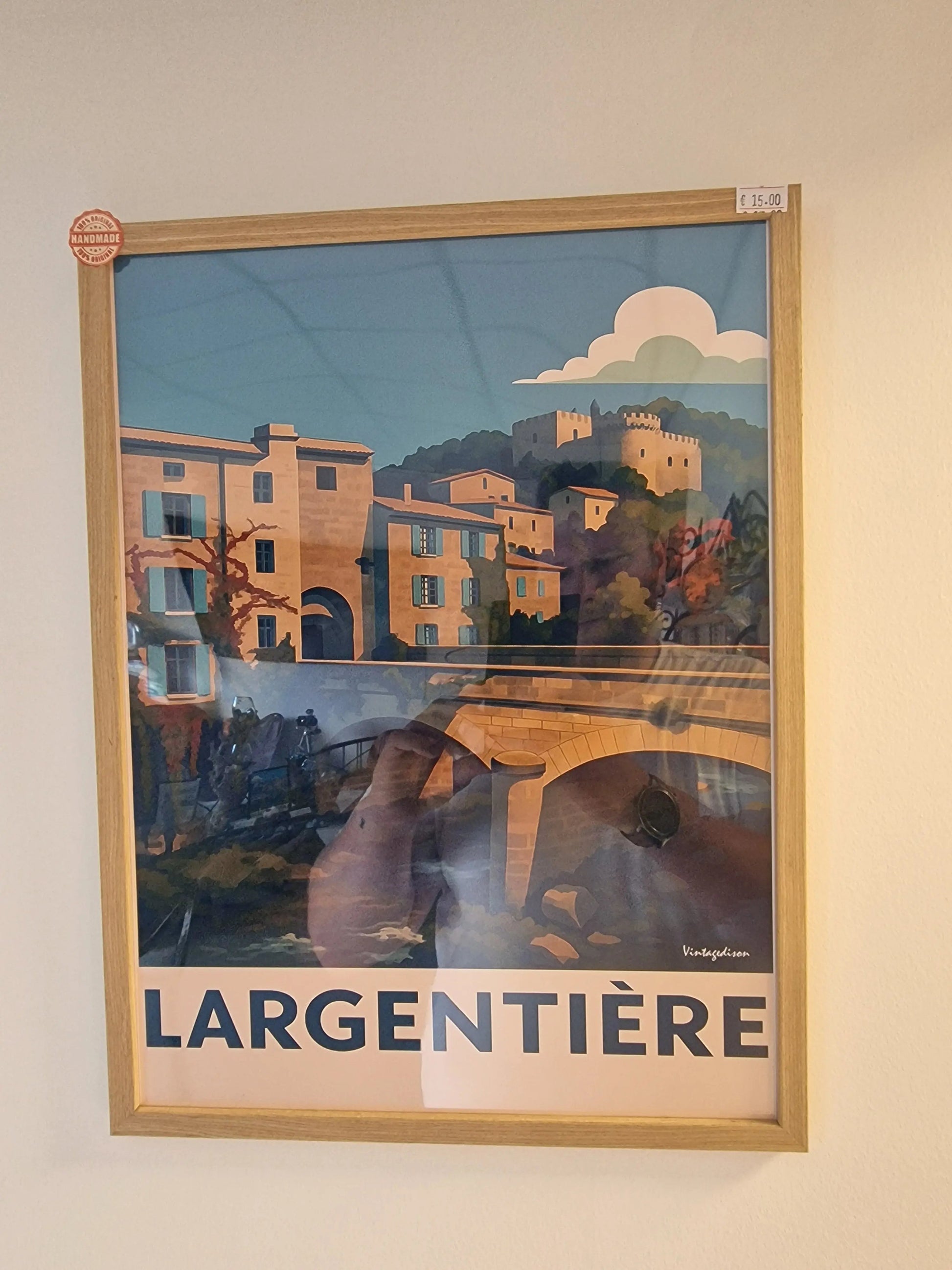 Affiche rétro Ardèche largentière encadré Vintagedison