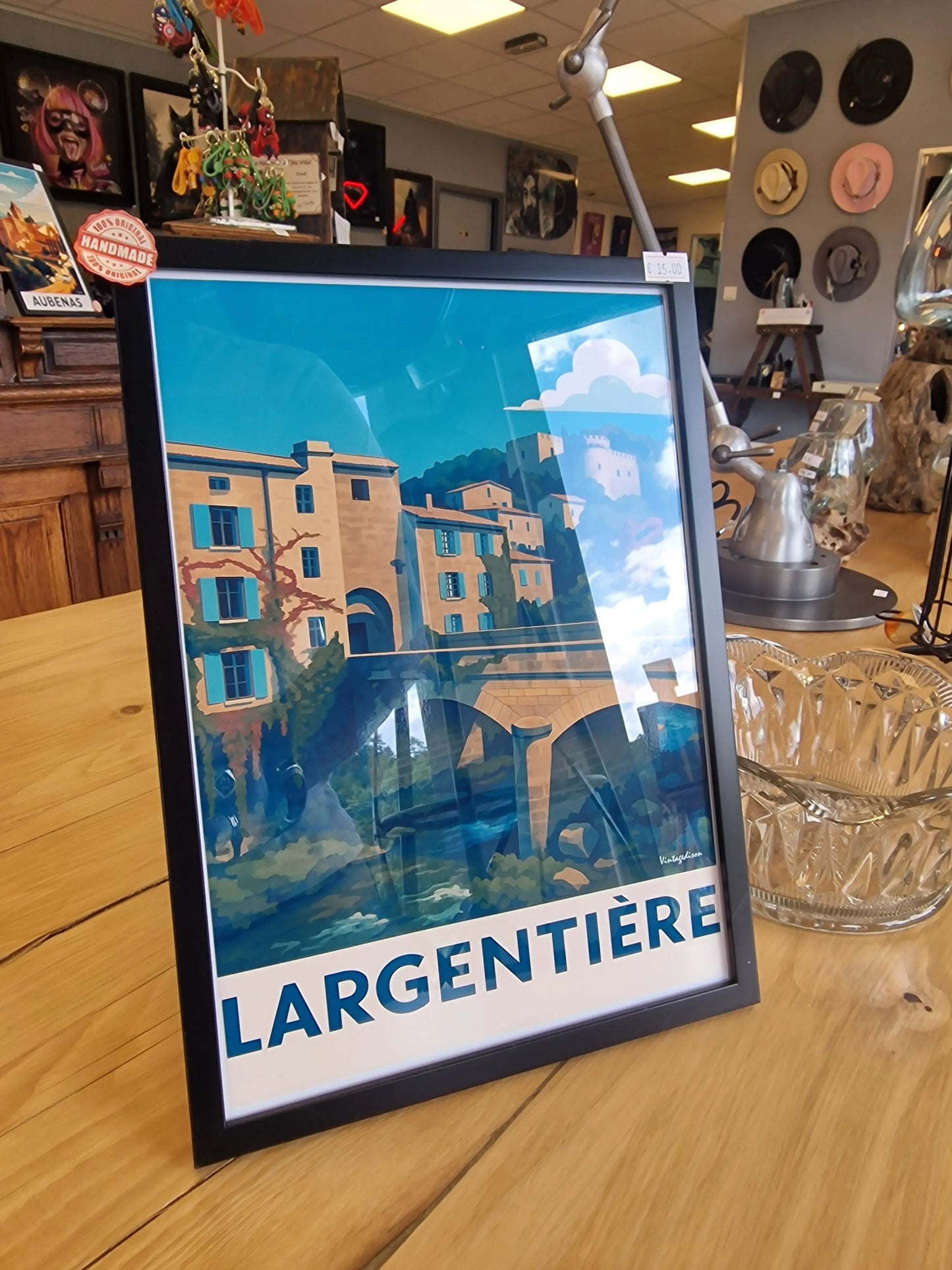 Affiche rétro Ardèche largentière encadré Vintagedison