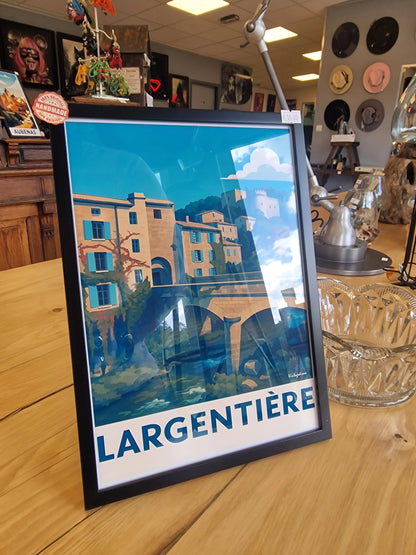 Affiche rétro Ardèche largentière encadré Vintagedison