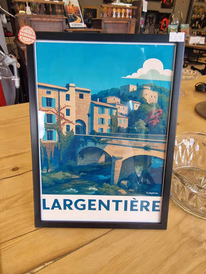 Affiche rétro Ardèche largentière encadré Vintagedison