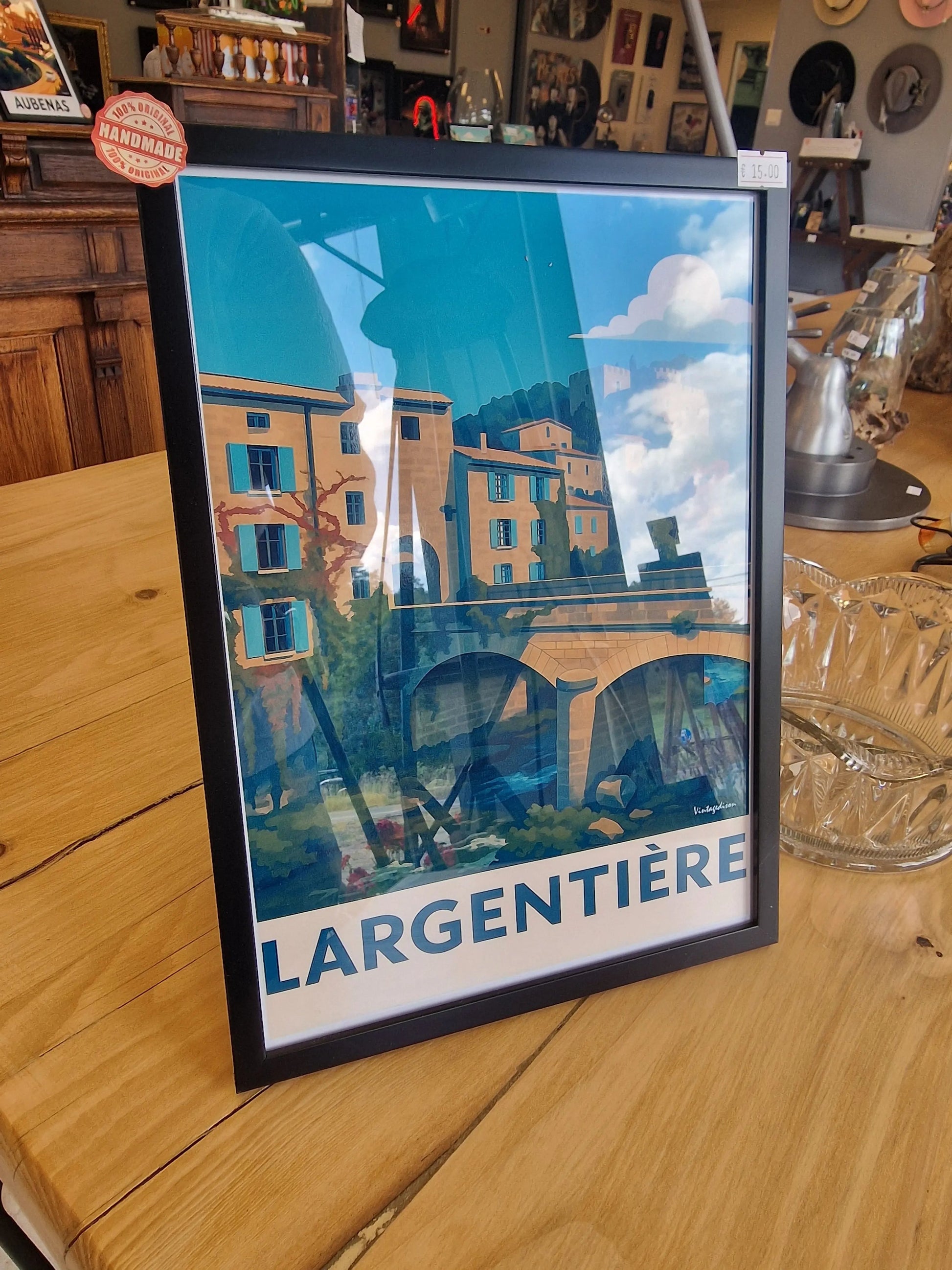 Affiche rétro Ardèche largentière encadré Vintagedison