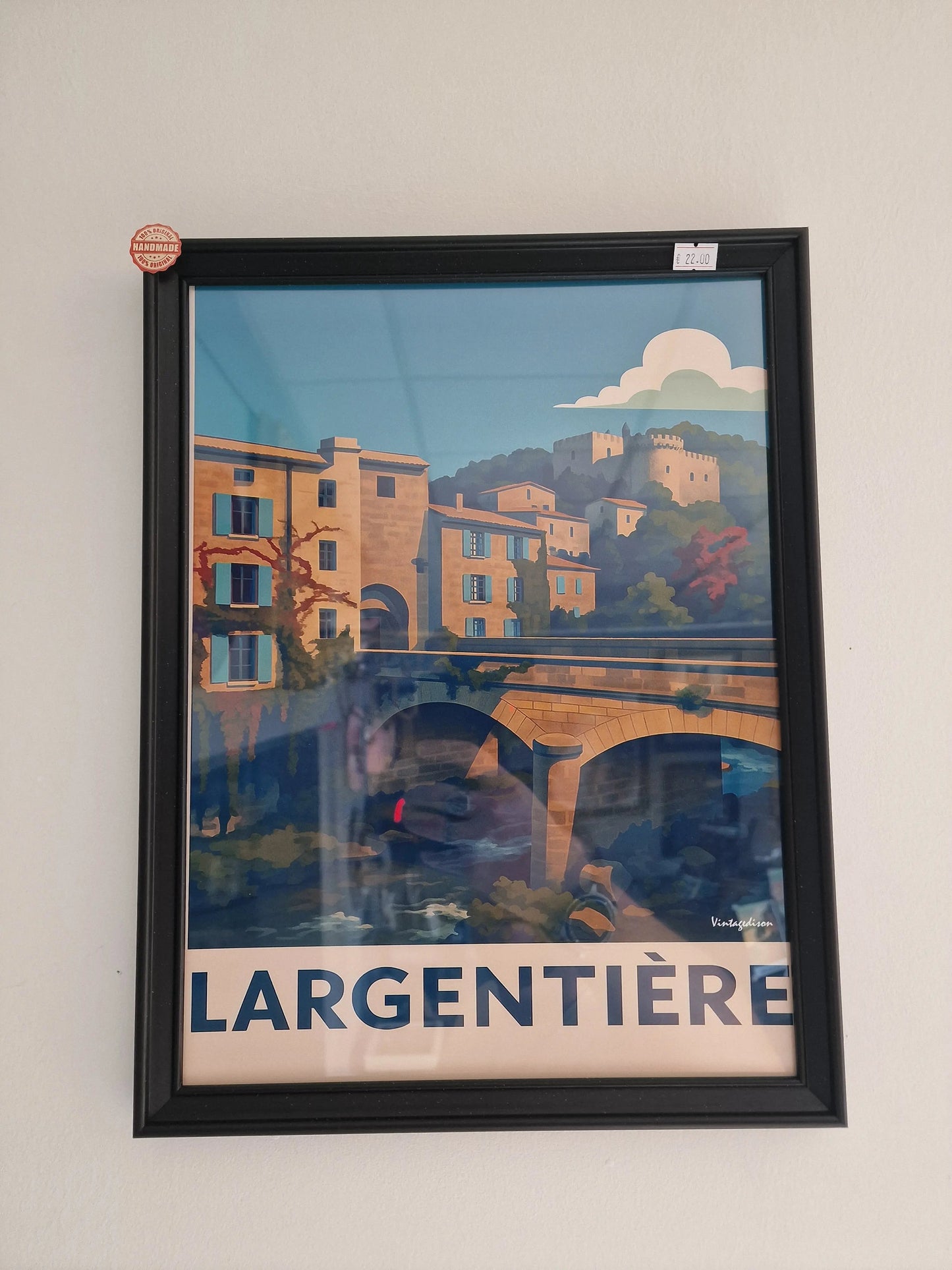 Affiche rétro Ardèche largentière encadré Vintagedison